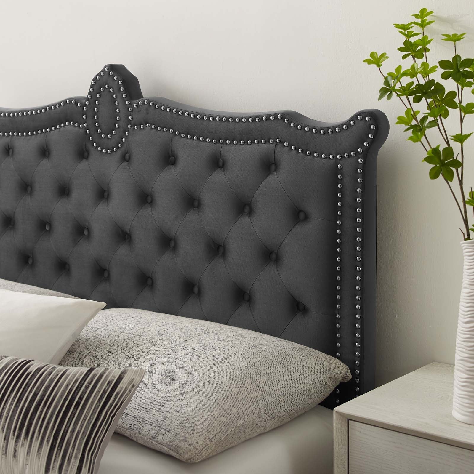 Clara Performance Velvet Queen Platform Bed By Modway - MOD-6594-CHA | Beds |  Modishstore - 9