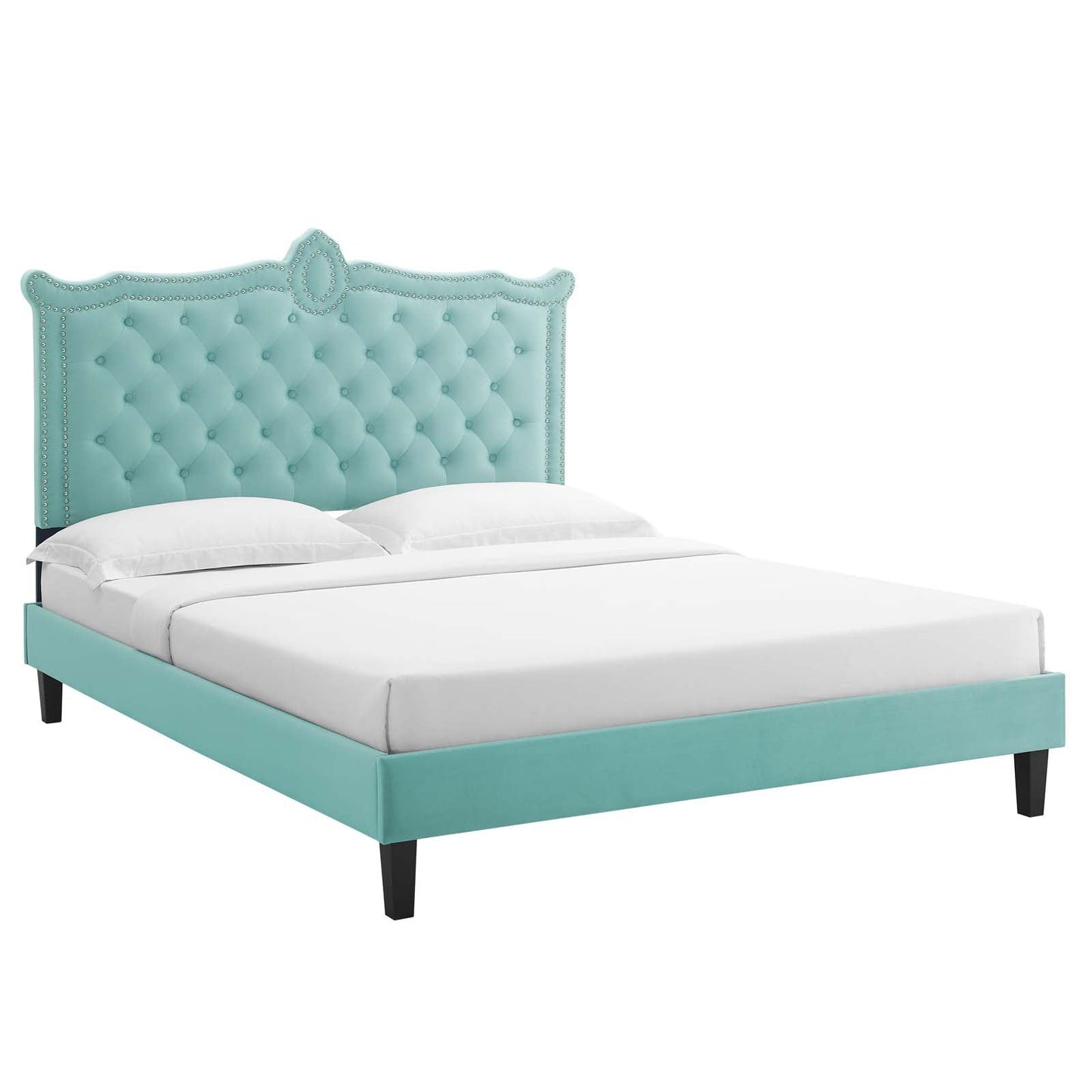Clara Performance Velvet Queen Platform Bed By Modway - MOD-6594-CHA | Beds |  Modishstore - 34