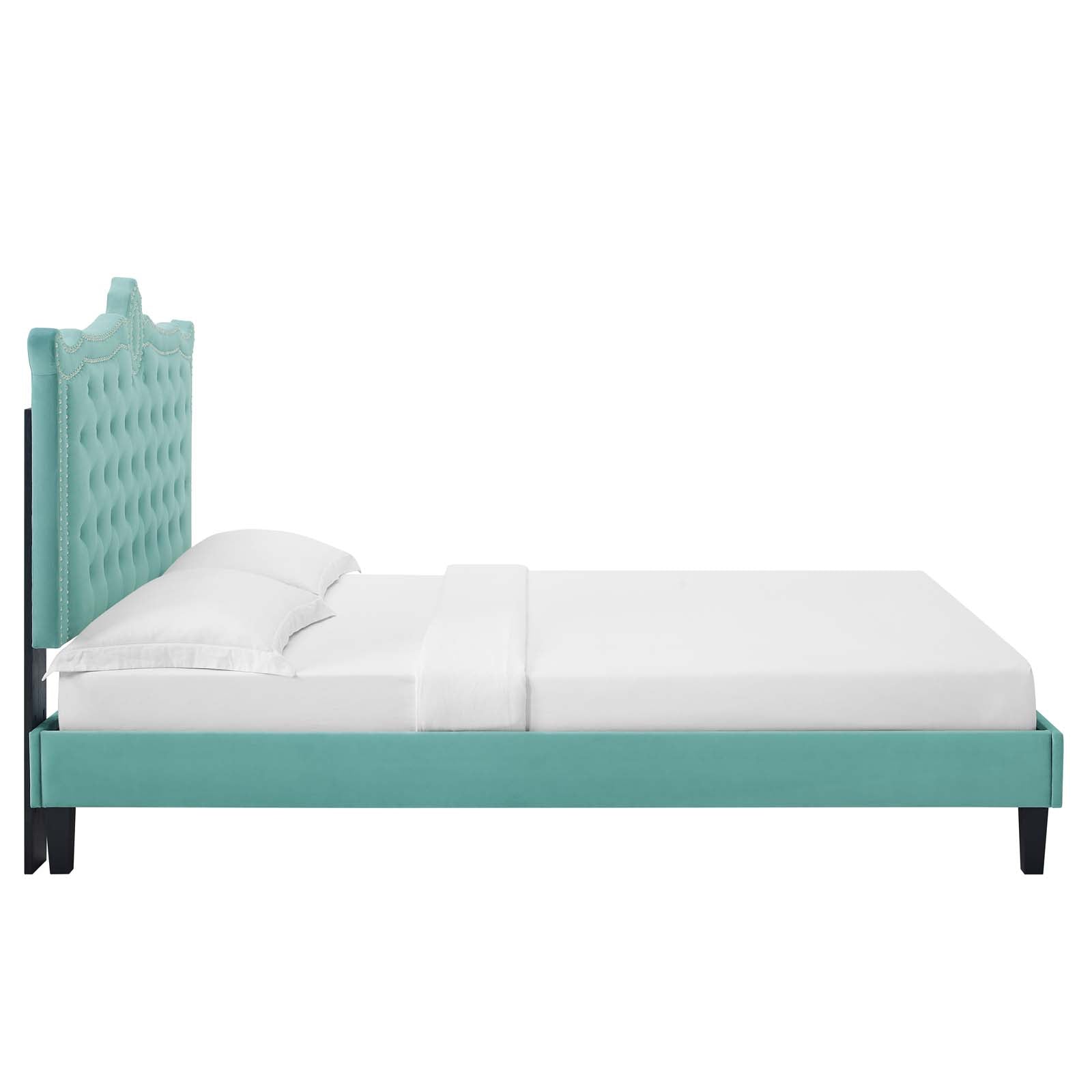 Clara Performance Velvet Queen Platform Bed By Modway - MOD-6594-CHA | Beds |  Modishstore - 38