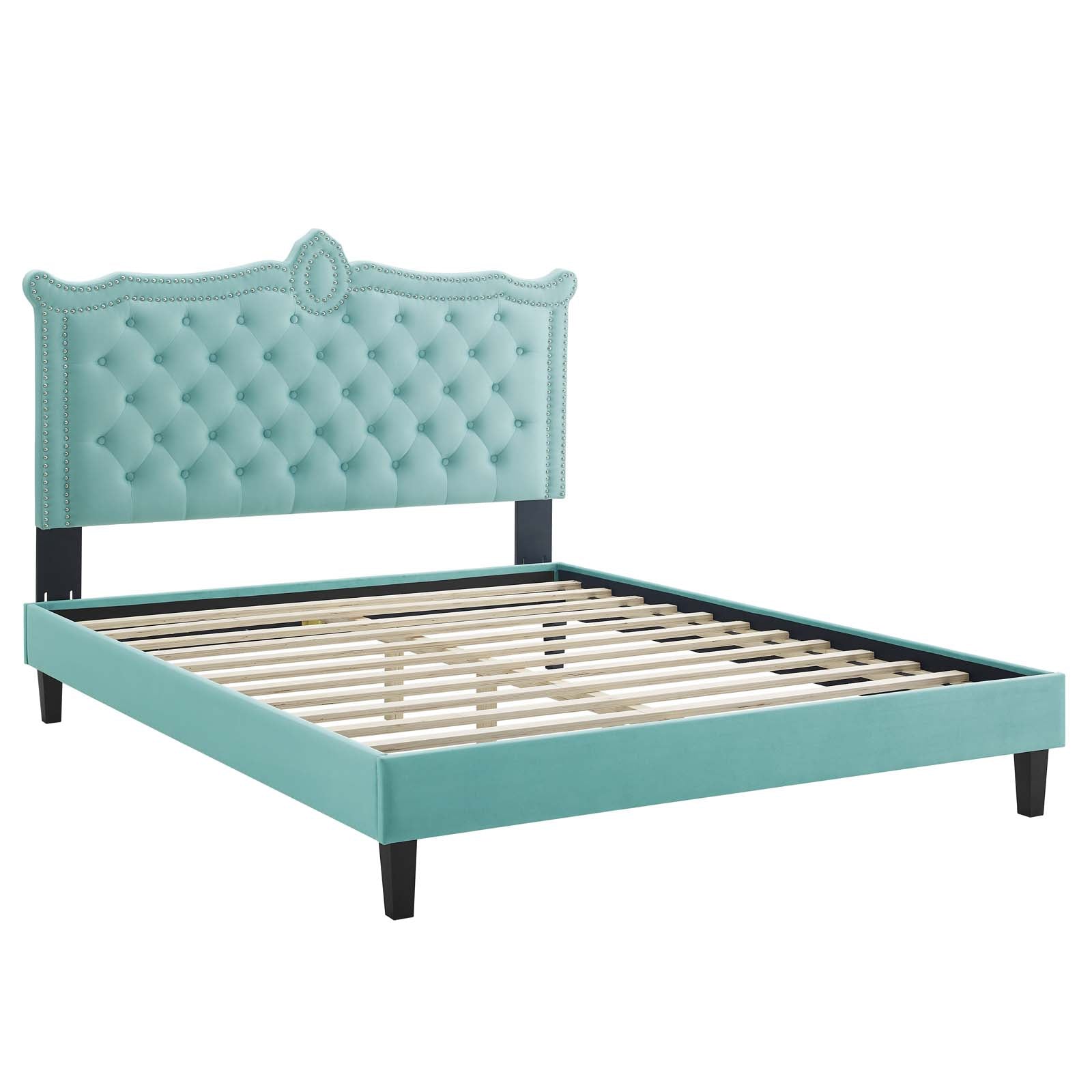 Clara Performance Velvet Queen Platform Bed By Modway - MOD-6594-CHA | Beds |  Modishstore - 39