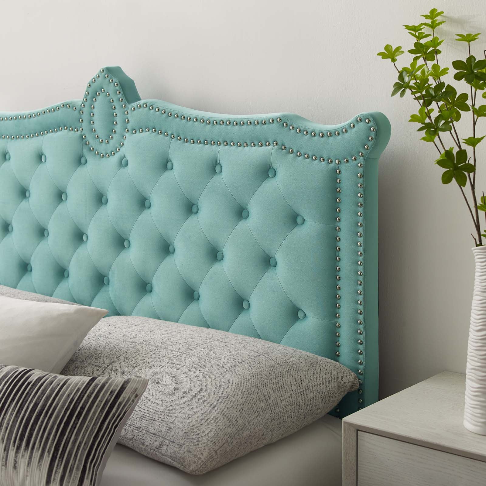 Clara Performance Velvet Queen Platform Bed By Modway - MOD-6594-CHA | Beds |  Modishstore - 42