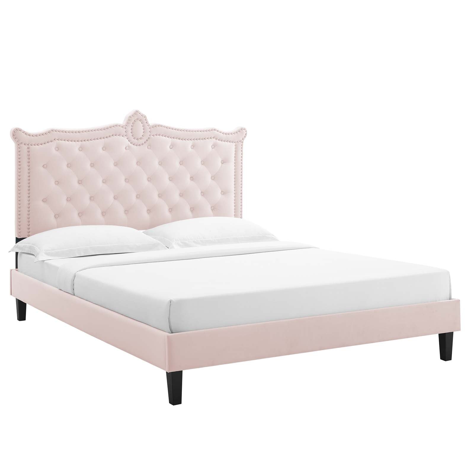Clara Performance Velvet Queen Platform Bed By Modway - MOD-6594-CHA | Beds |  Modishstore - 56