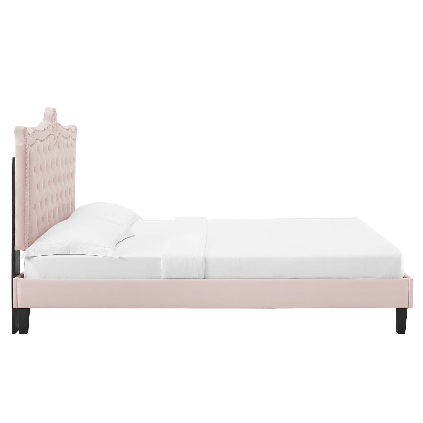 Clara Performance Velvet Queen Platform Bed By Modway - MOD-6594-CHA | Beds |  Modishstore - 60