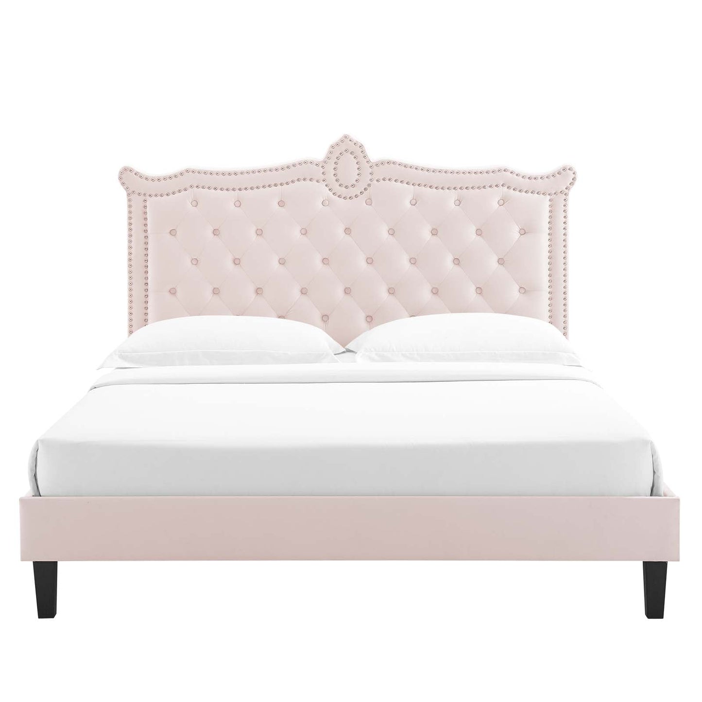 Clara Performance Velvet Queen Platform Bed By Modway - MOD-6594-CHA | Beds |  Modishstore - 63