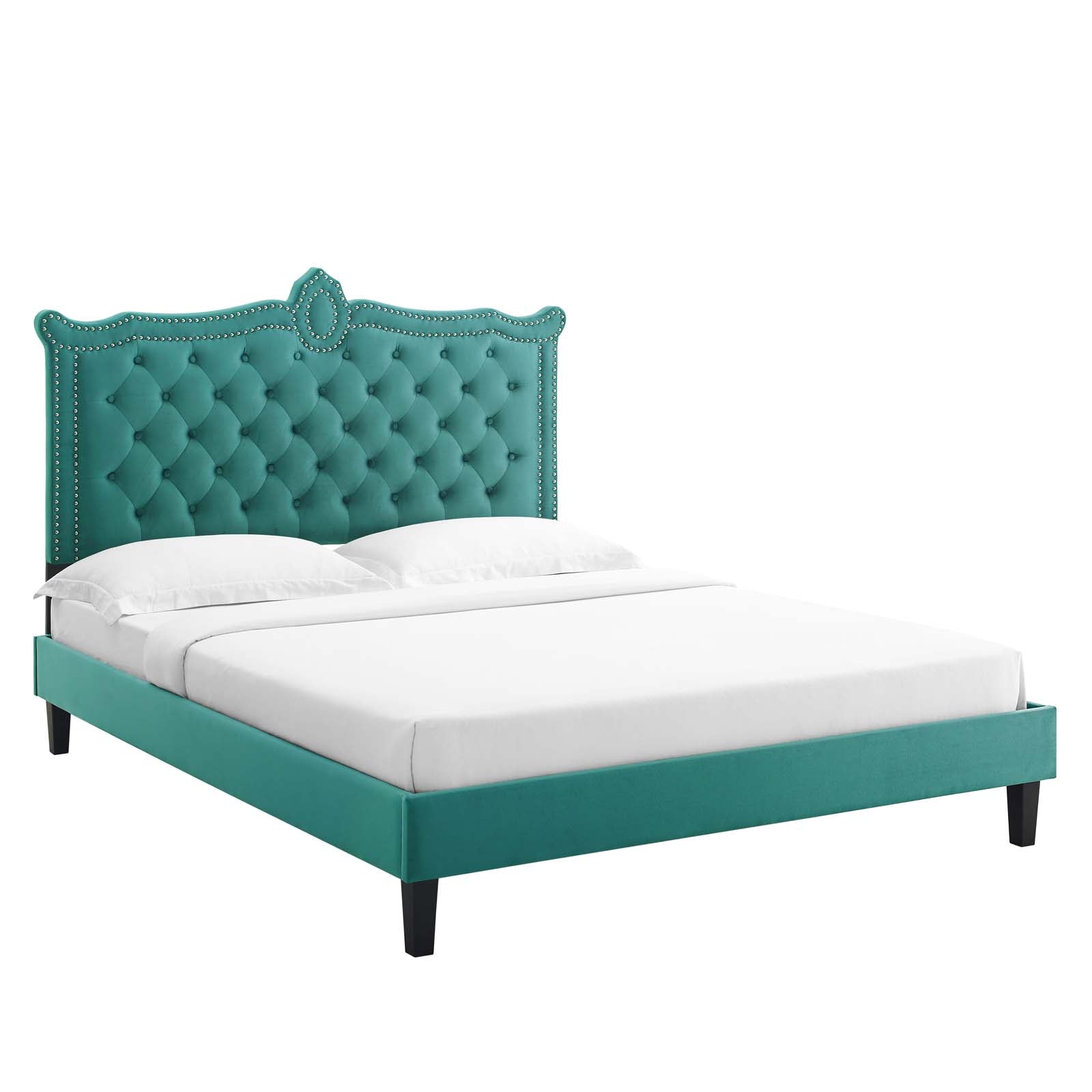 Clara Performance Velvet Queen Platform Bed By Modway - MOD-6594-CHA | Beds |  Modishstore - 67