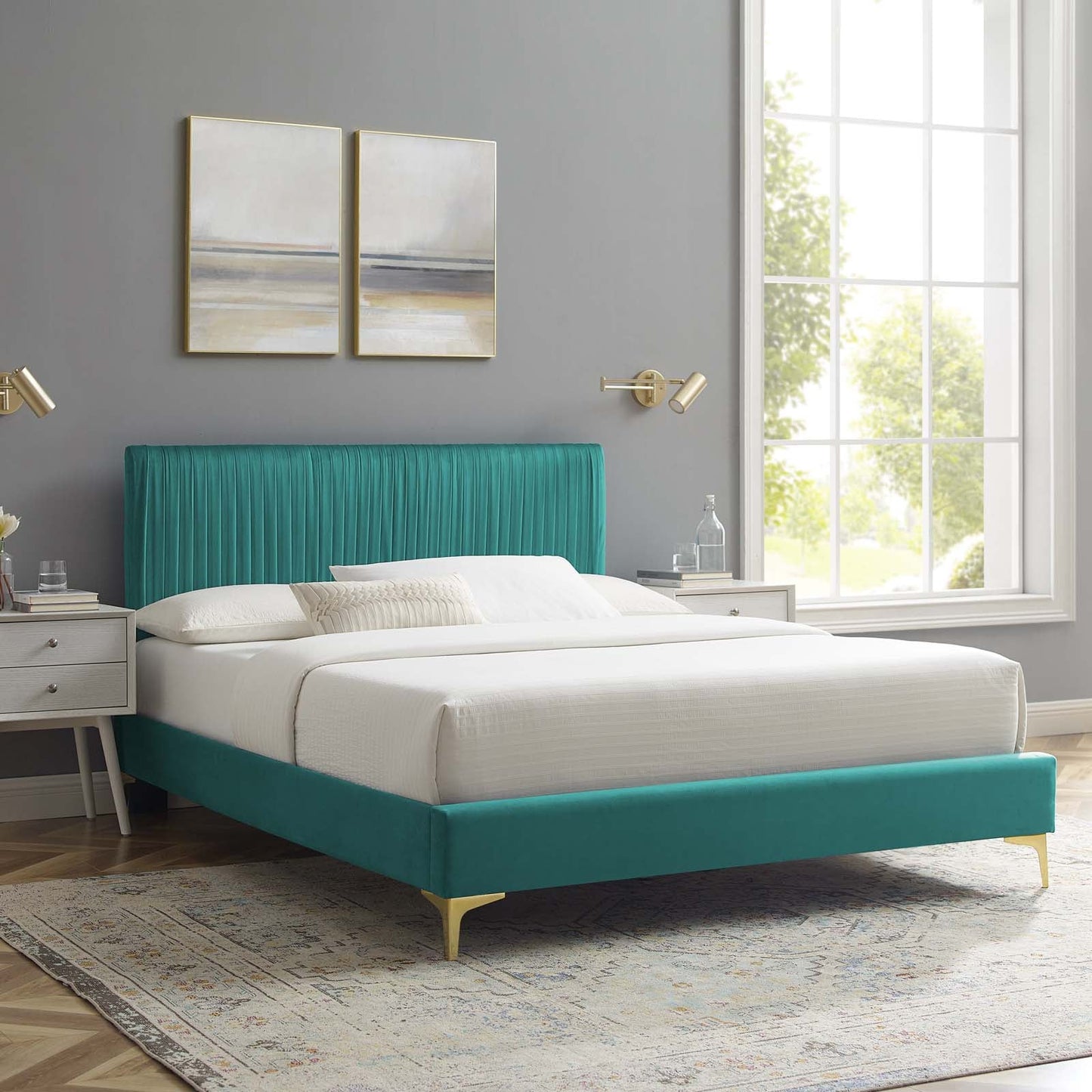 Modway Peyton Performance Velvet Queen Platform Bed | Beds | Modishstore-39