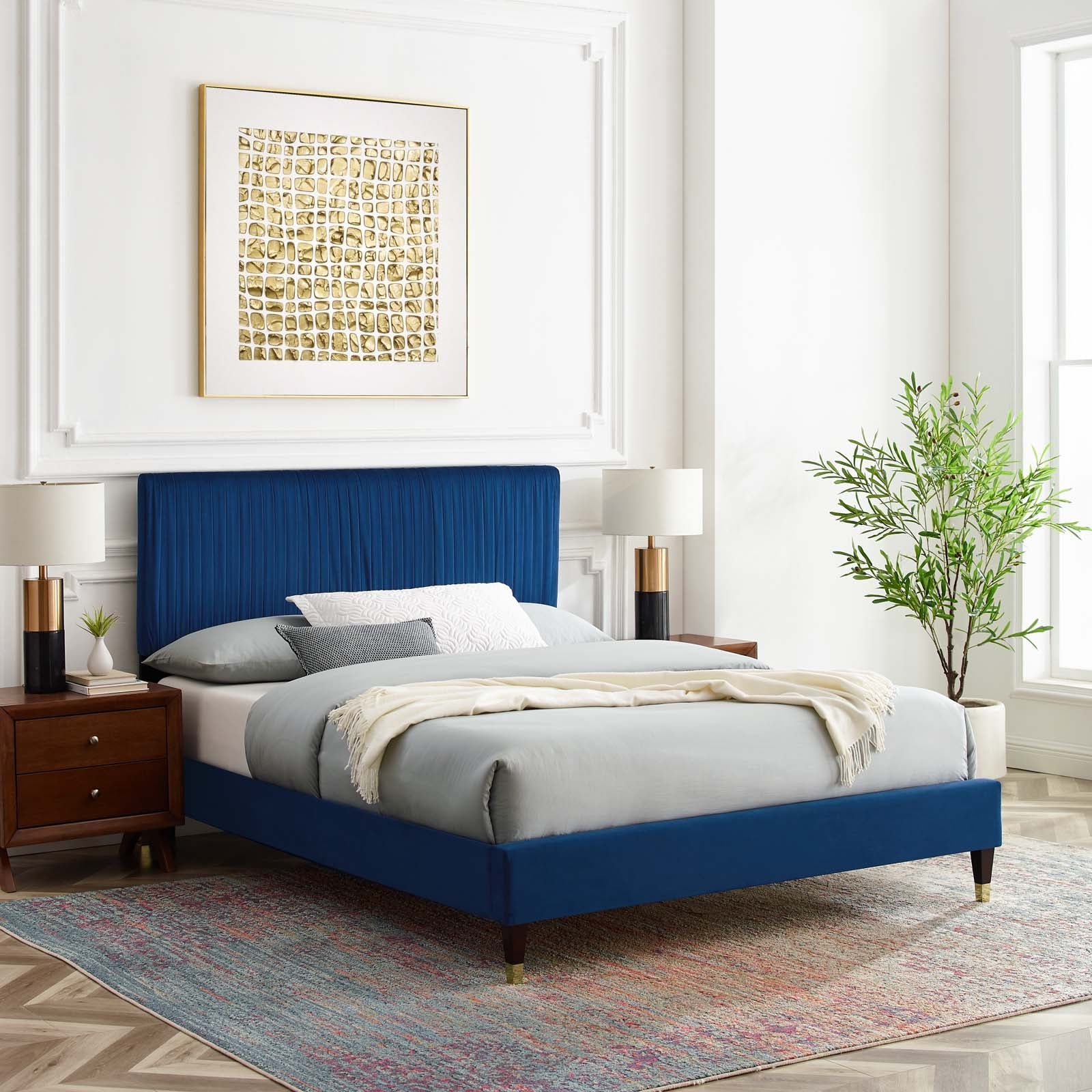Modway Peyton Performance Velvet Queen Platform Bed | Beds | Modishstore-30