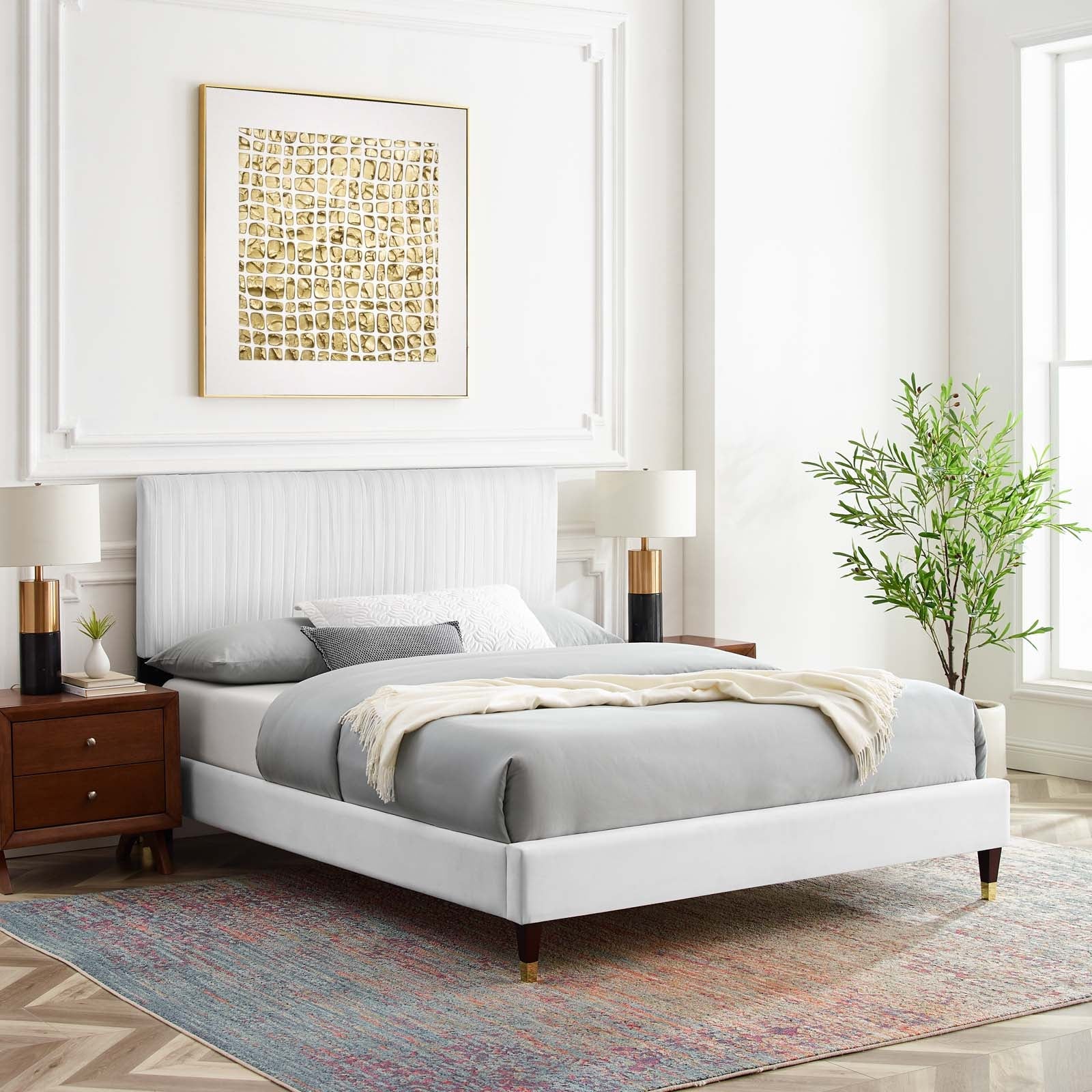 Modway Peyton Performance Velvet Queen Platform Bed | Beds | Modishstore-54
