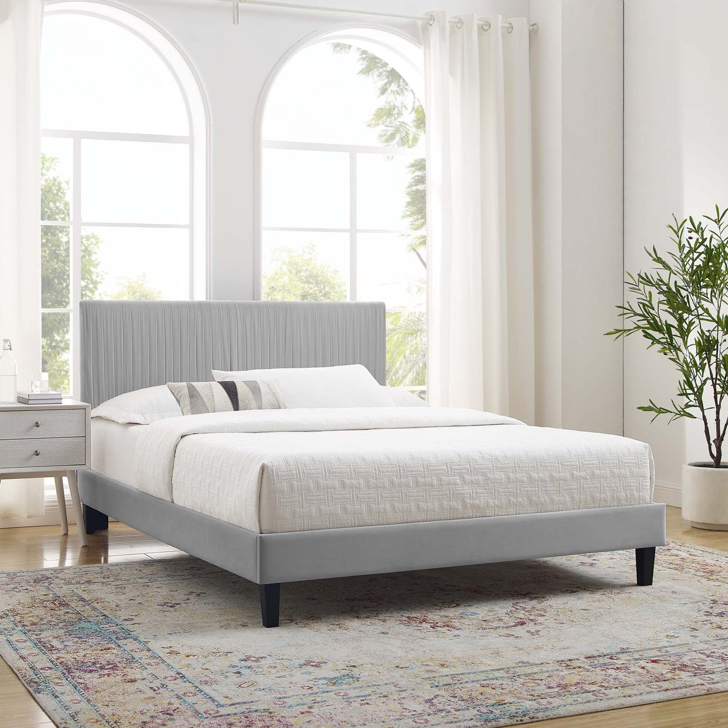 Modway Peyton Performance Velvet Queen Platform Bed | Beds | Modishstore-64