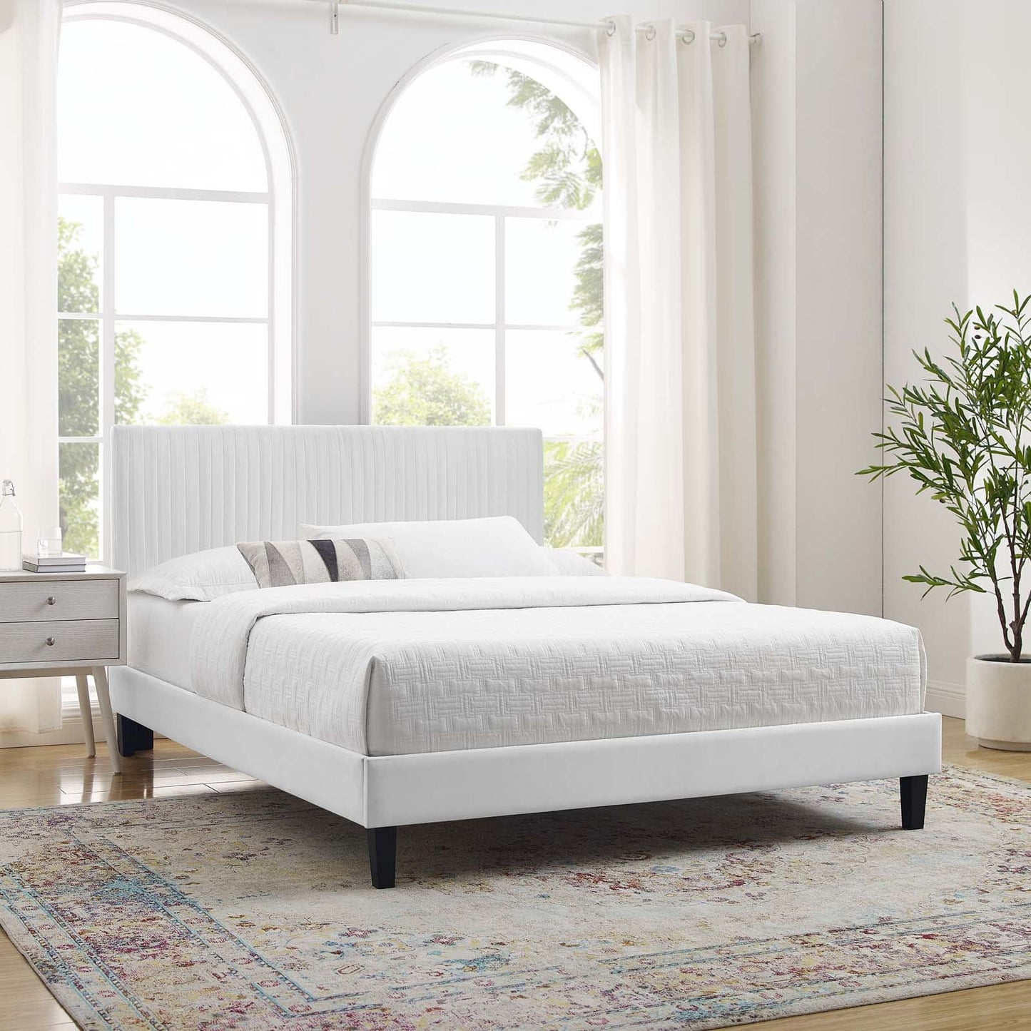 Modway Peyton Performance Velvet Queen Platform Bed | Beds | Modishstore-62