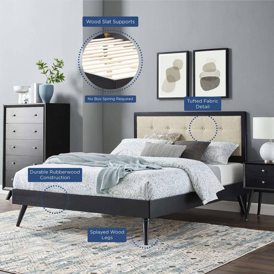 Modway Willow King Wood Platform Bed With Splayed Legs | Beds | Modishstore-11