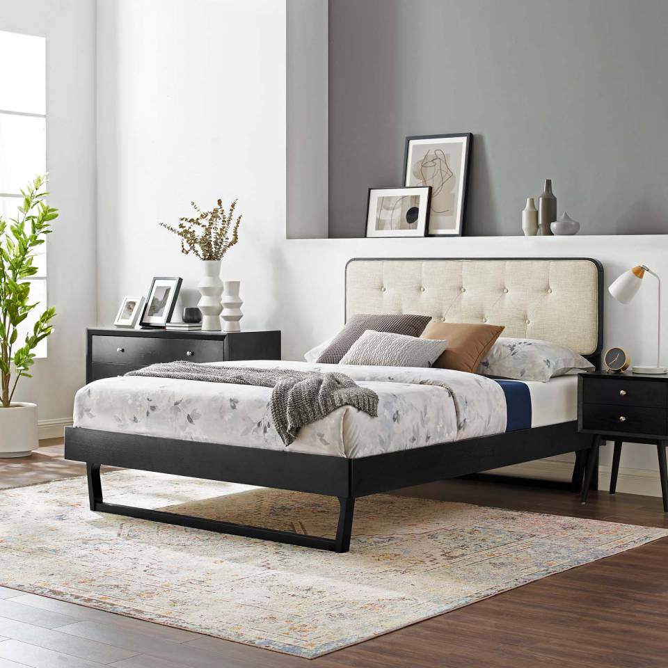 Modway Bridgette King Wood Platform Bed With Angular Frame | Beds