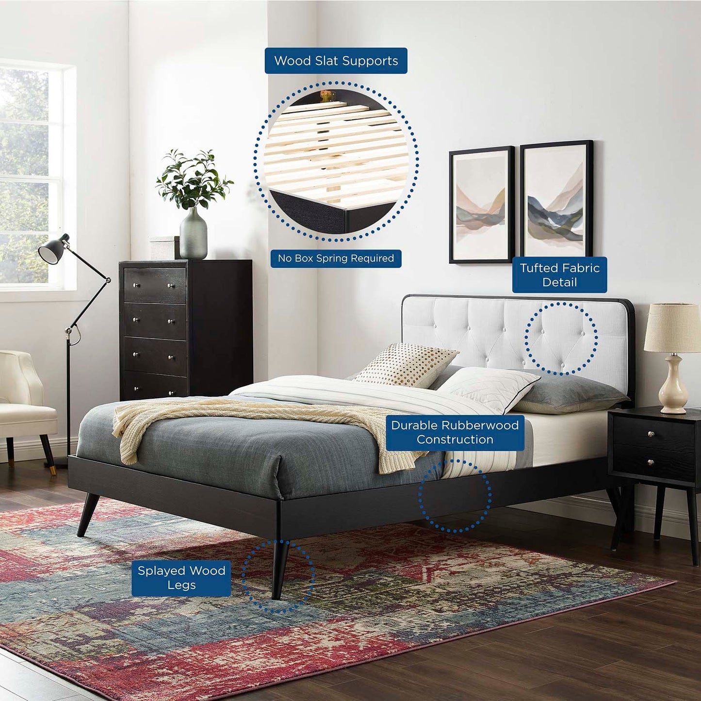 Modway Bridgette Full Wood Platform Bed With Splayed Legs - MOD-6646