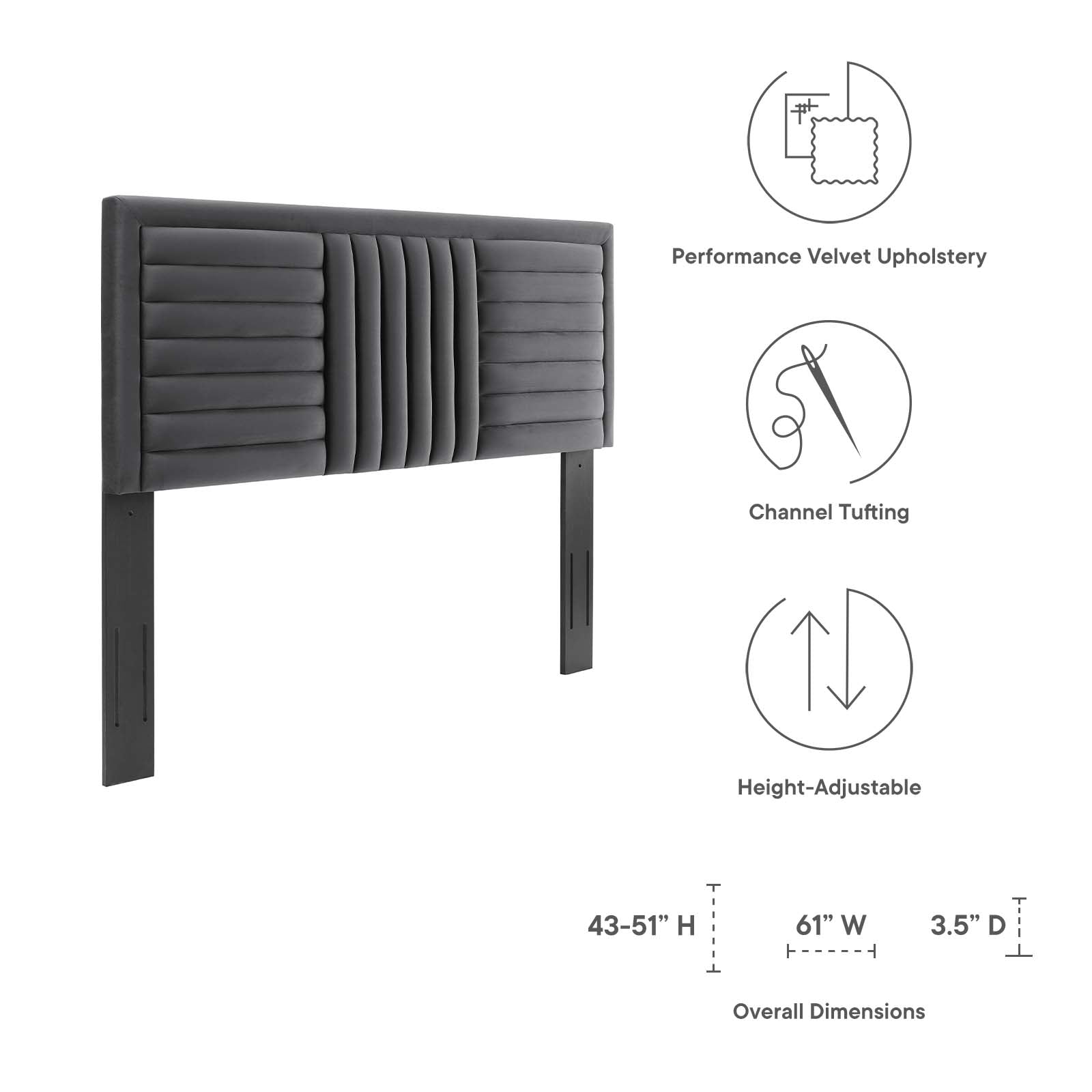 Believe Channel Tufted Performance Velvet Full/Queen Headboard By Modway - MOD-6665 | Headboards - 6