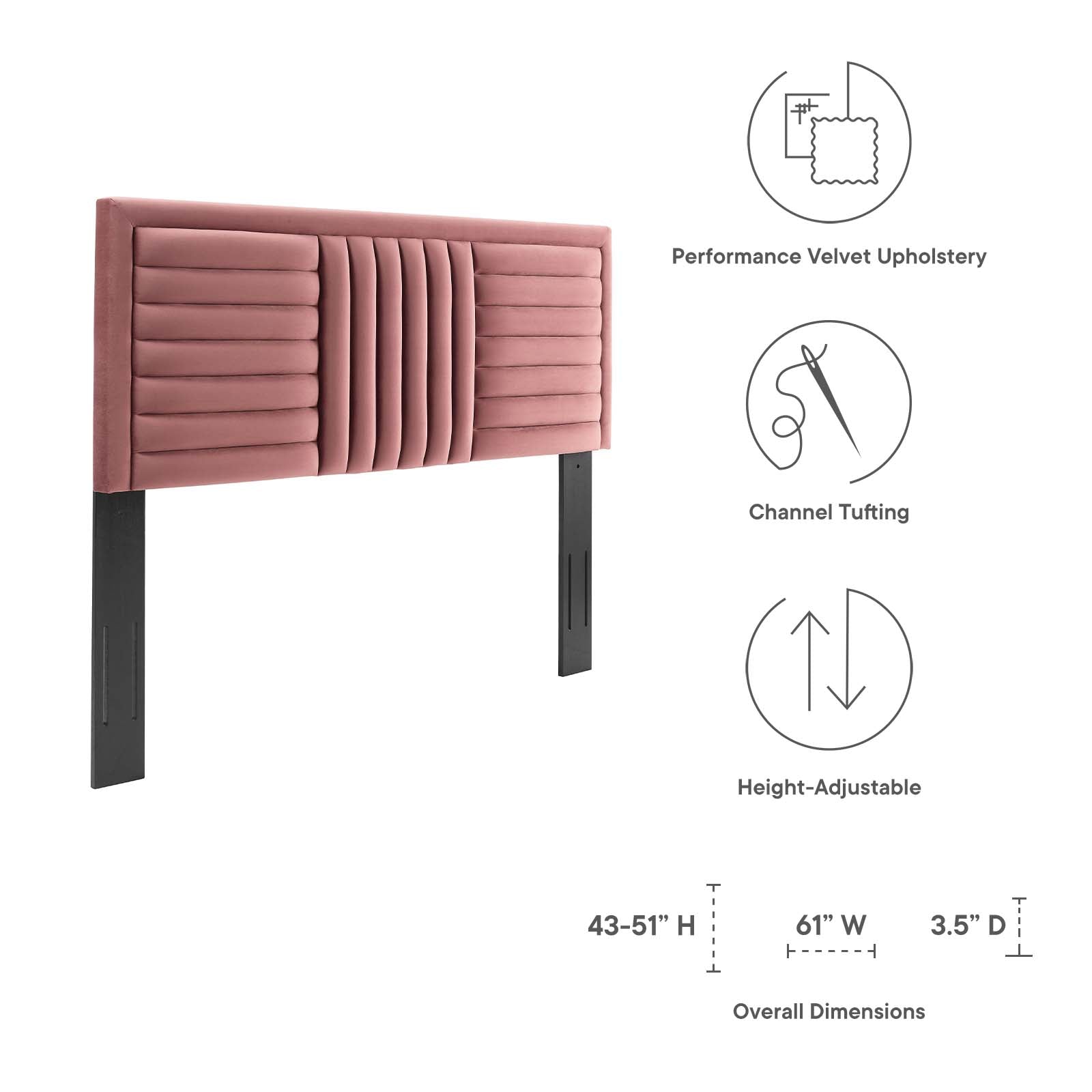 Believe Channel Tufted Performance Velvet King/California King Headboard By Modway - MOD-6666 | Headboards - 14