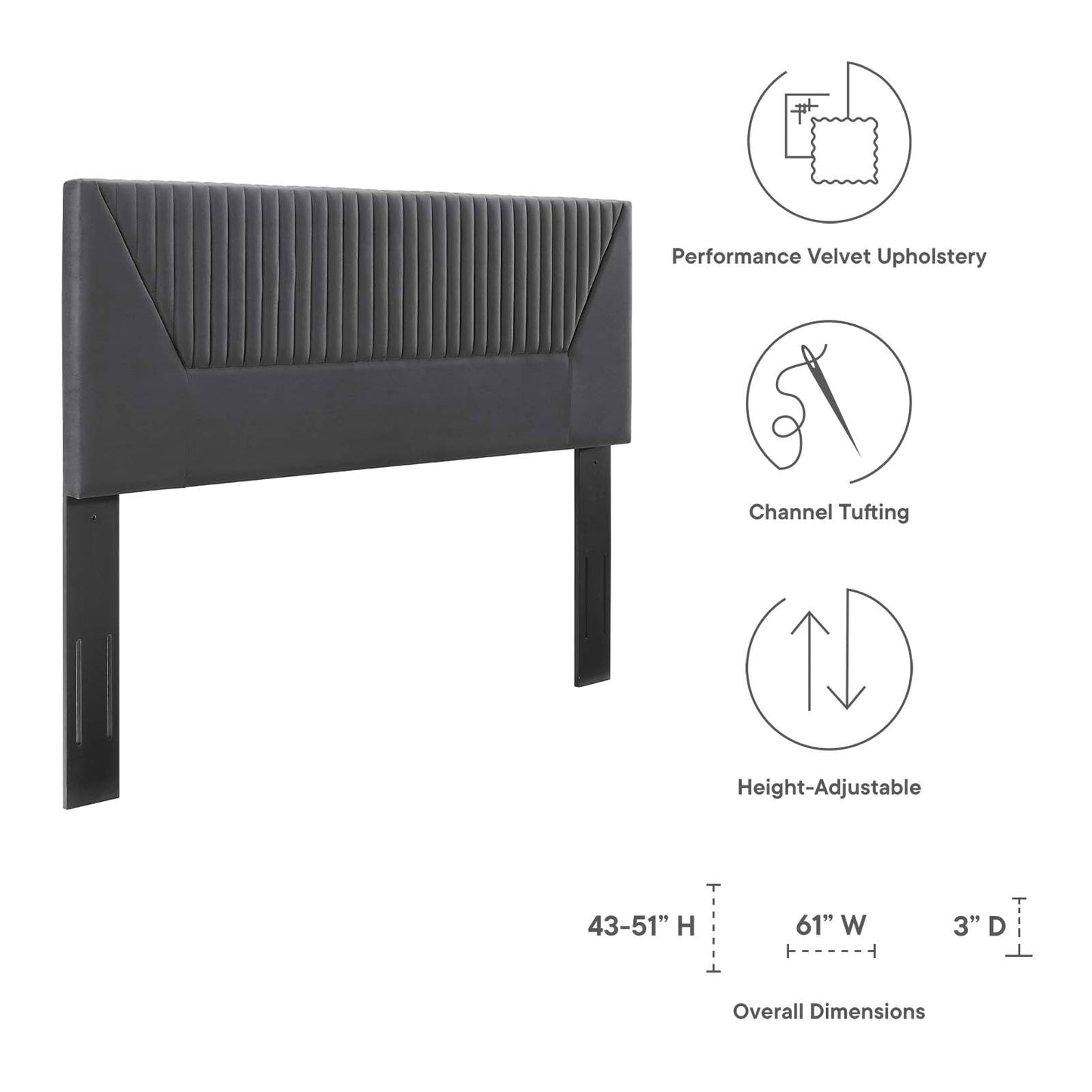 Patience Channel Tufted Performance Velvet Twin Headboard By Modway - MOD-6667 | Headboards | Modishstore - 6