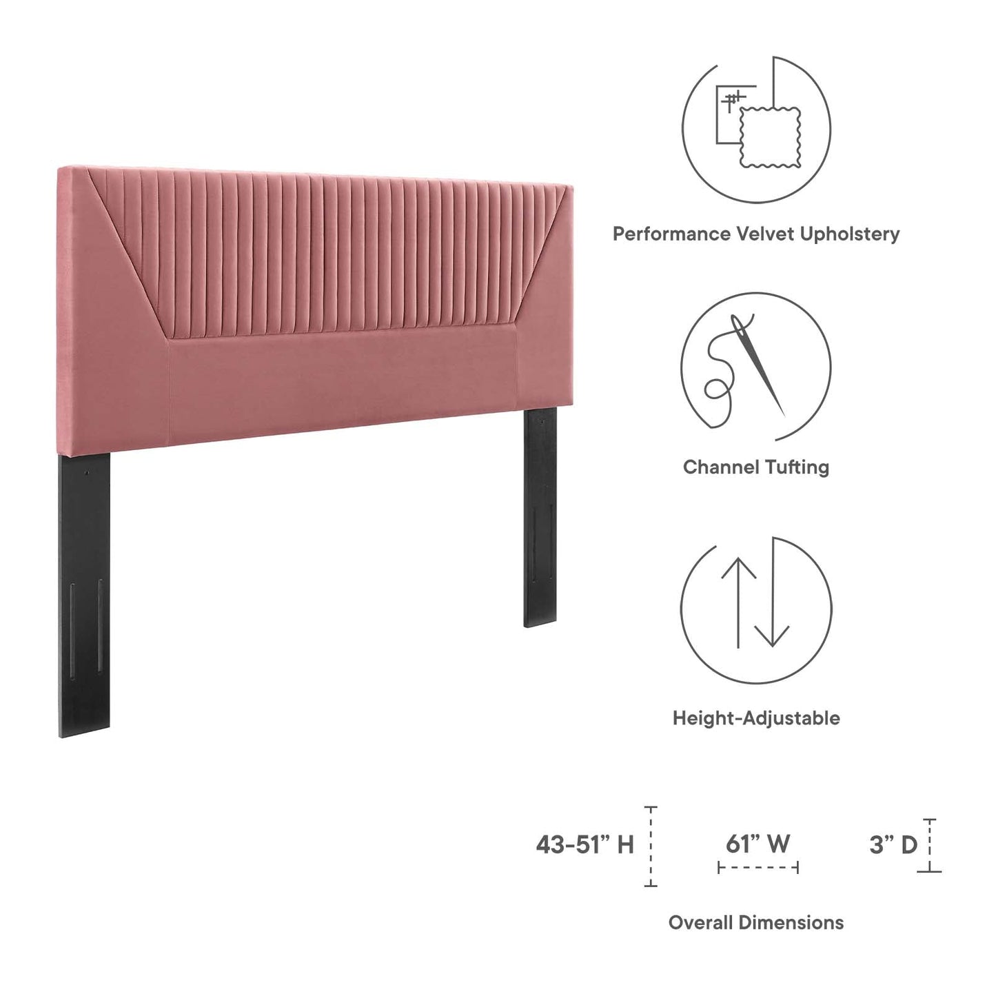 Patience Channel Tufted Performance Velvet Twin Headboard By Modway - MOD-6667 | Headboards | Modishstore - 13