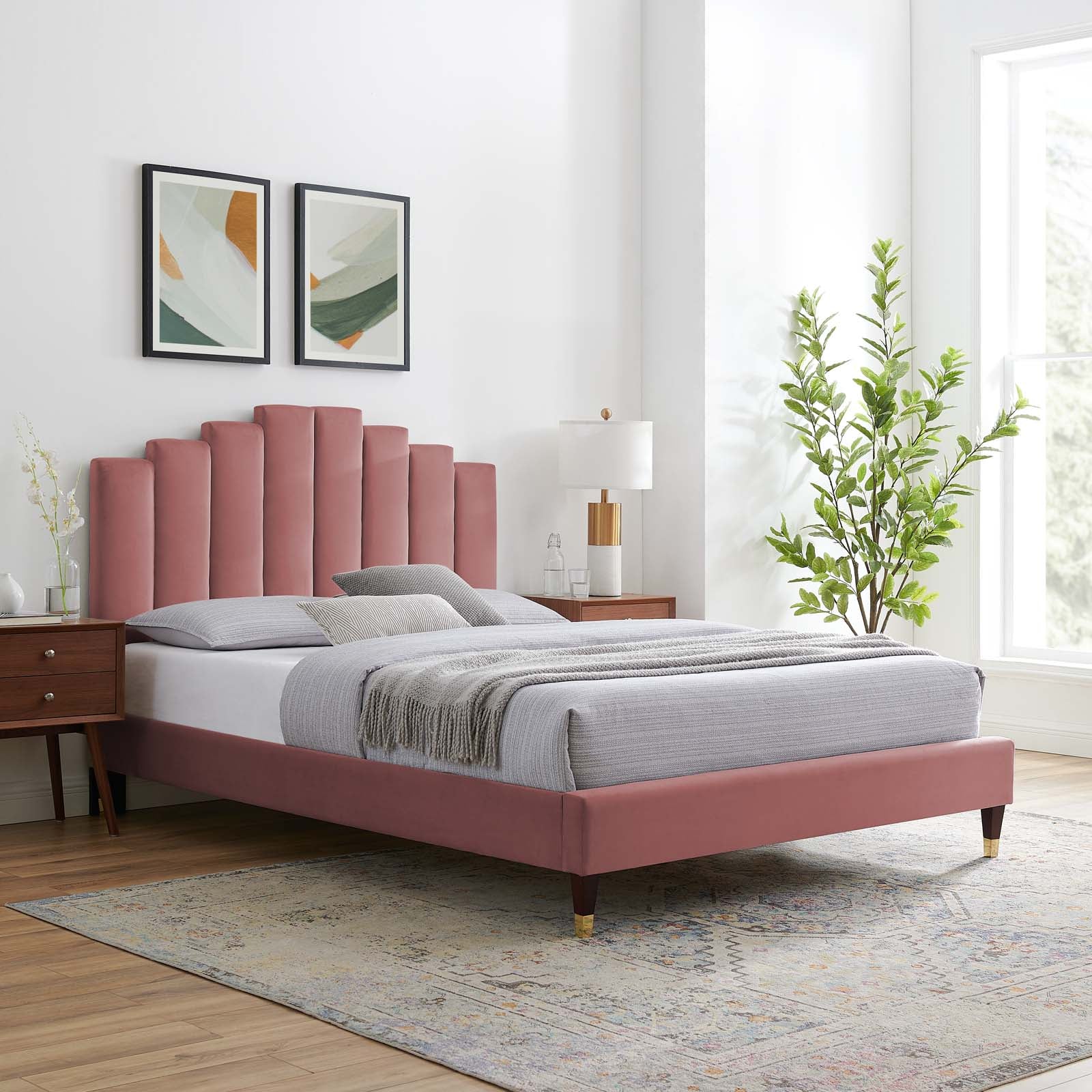 Modway Elise Queen Performance Velvet Platform Bed | Beds | 
