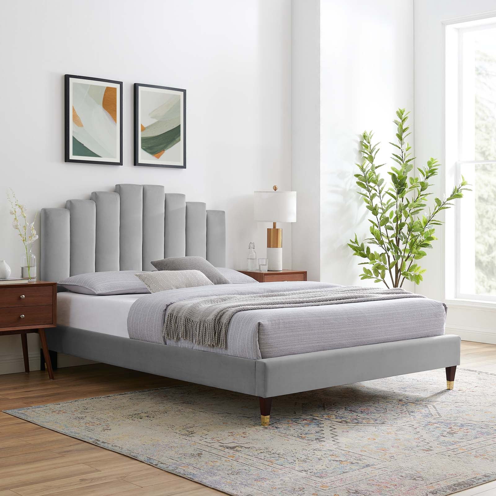 Modway Elise Queen Performance Velvet Platform Bed | Beds | 