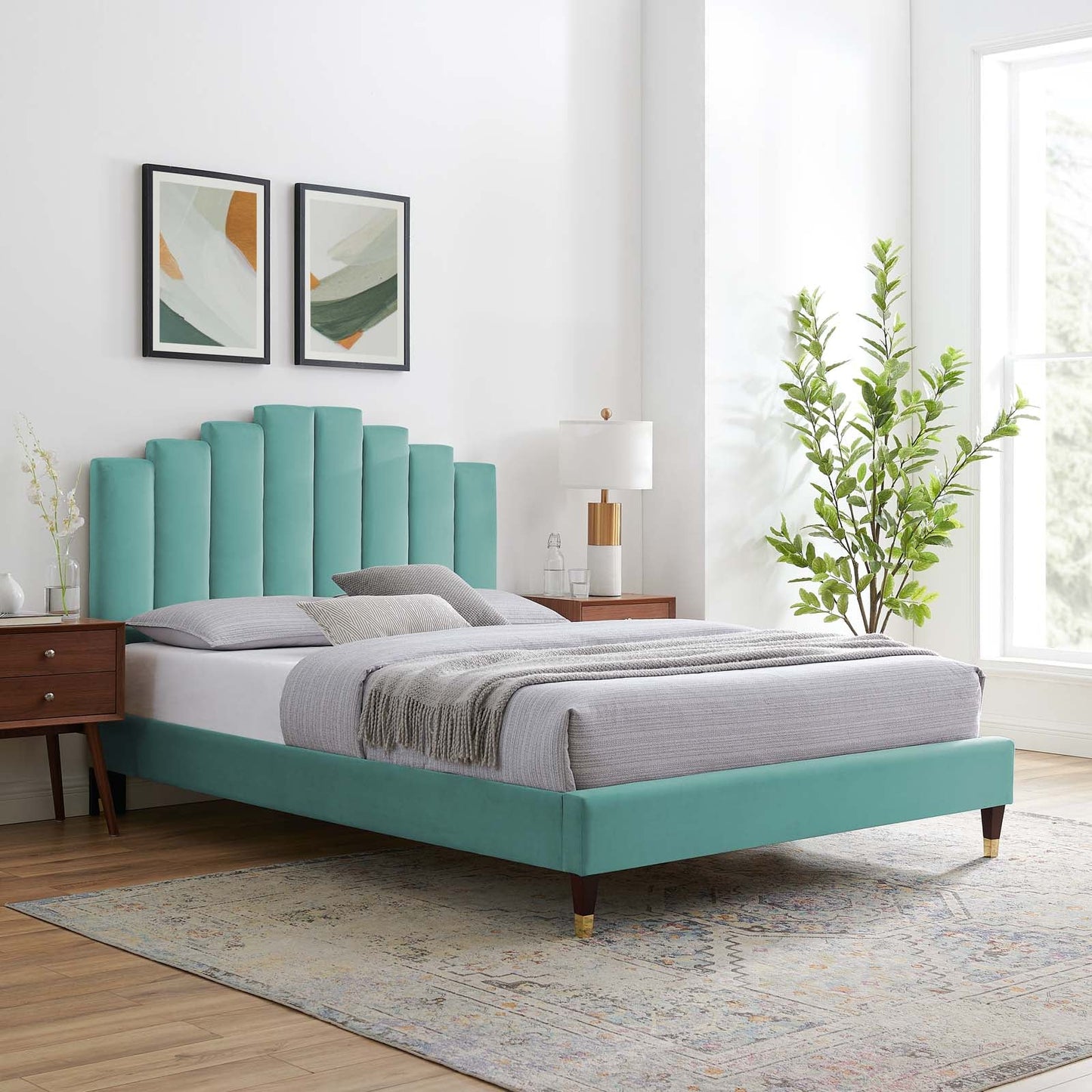 Modway Elise Queen Performance Velvet Platform Bed | Beds | 