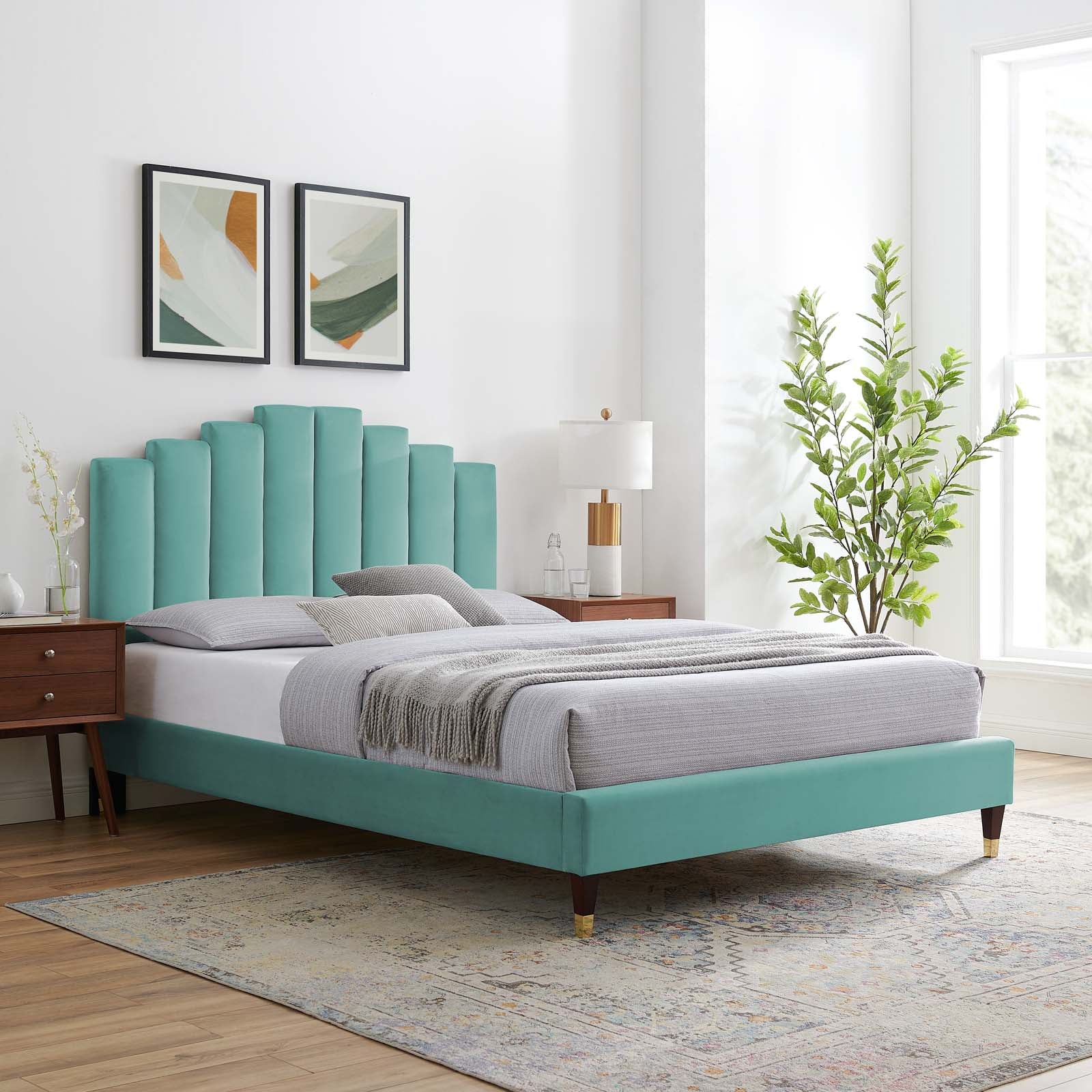 Modway Elise Queen Performance Velvet Platform Bed | Beds | 