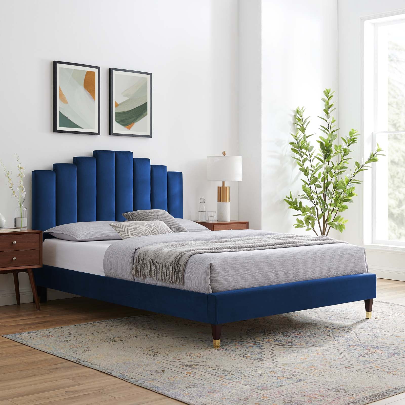Modway Elise Queen Performance Velvet Platform Bed | Beds | 