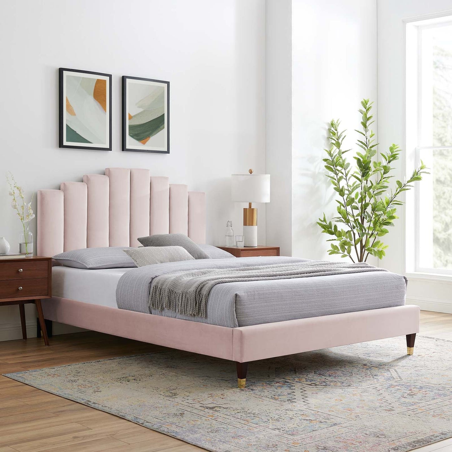 Modway Elise Queen Performance Velvet Platform Bed | Beds | 