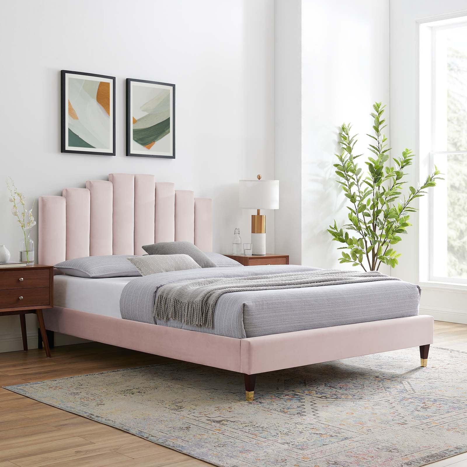 Modway Elise Queen Performance Velvet Platform Bed | Beds | 