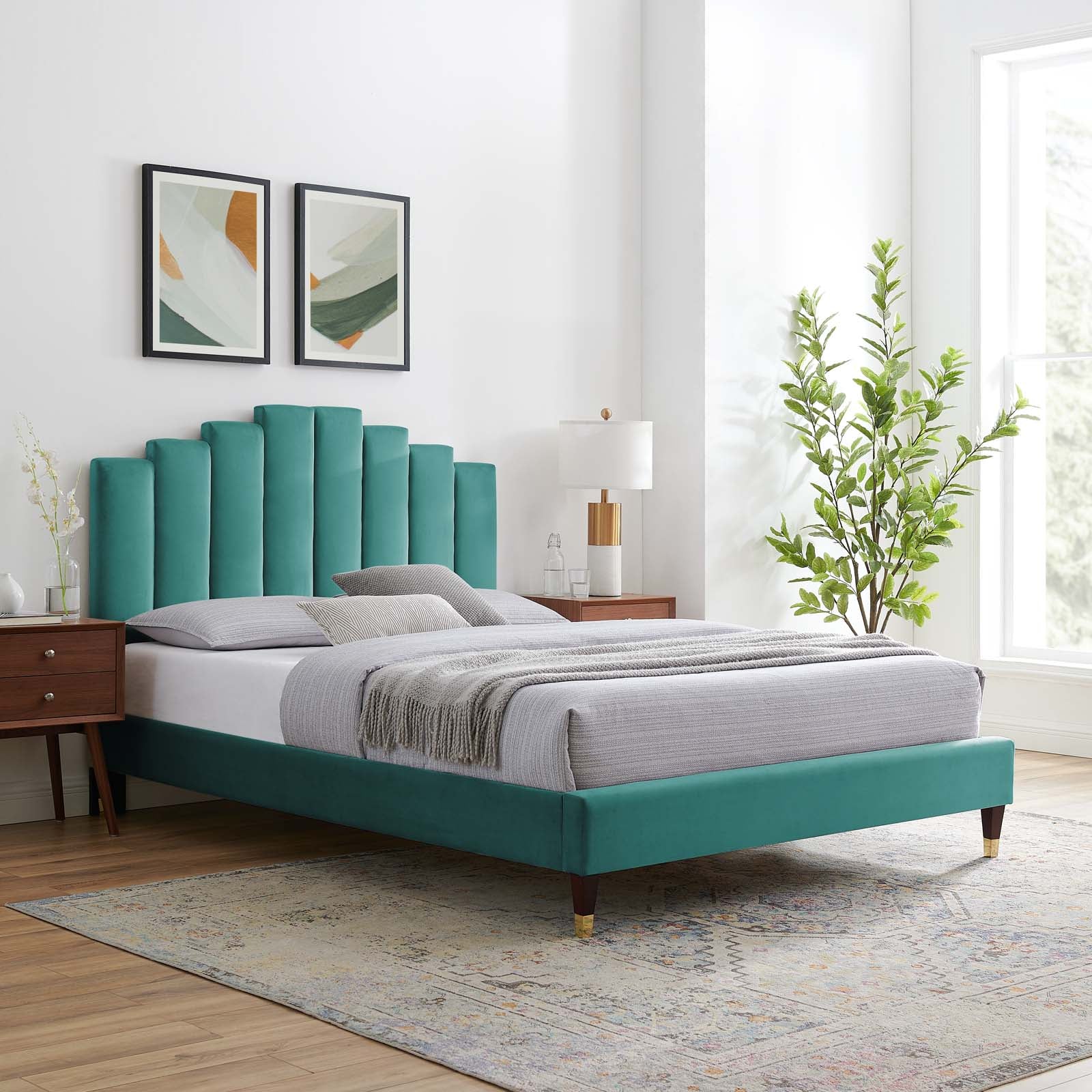 Modway Elise Queen Performance Velvet Platform Bed | Beds | 