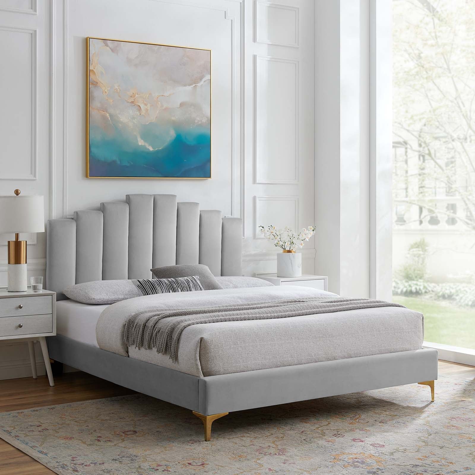 Modway Elise Queen Performance Velvet Platform Bed | Beds | 