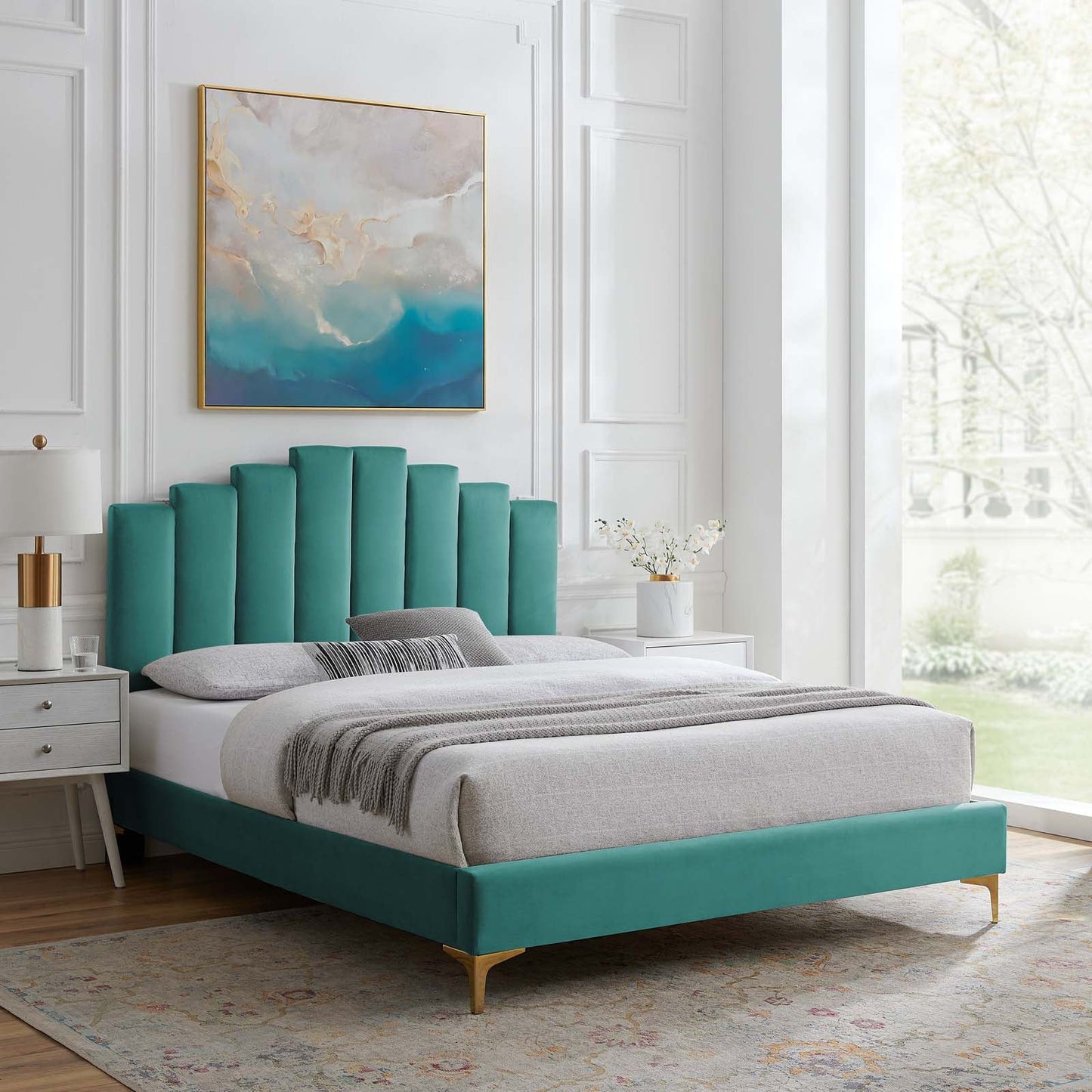 Modway Elise Queen Performance Velvet Platform Bed | Beds | 