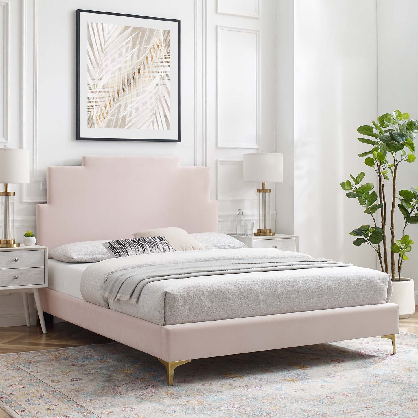 Modway Lindsey Performance Velvet Queen Platform Bed | Beds | Modishstore-60