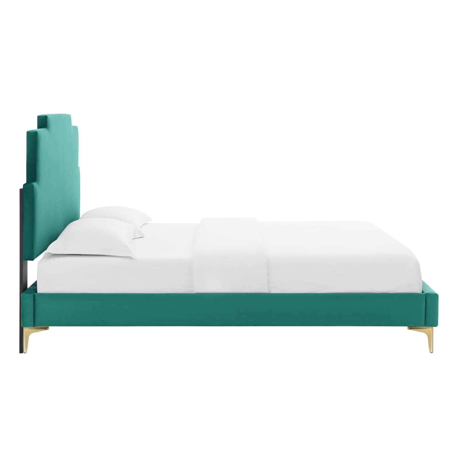 Modway Lindsey Performance Velvet Queen Platform Bed | Beds | Modishstore-48