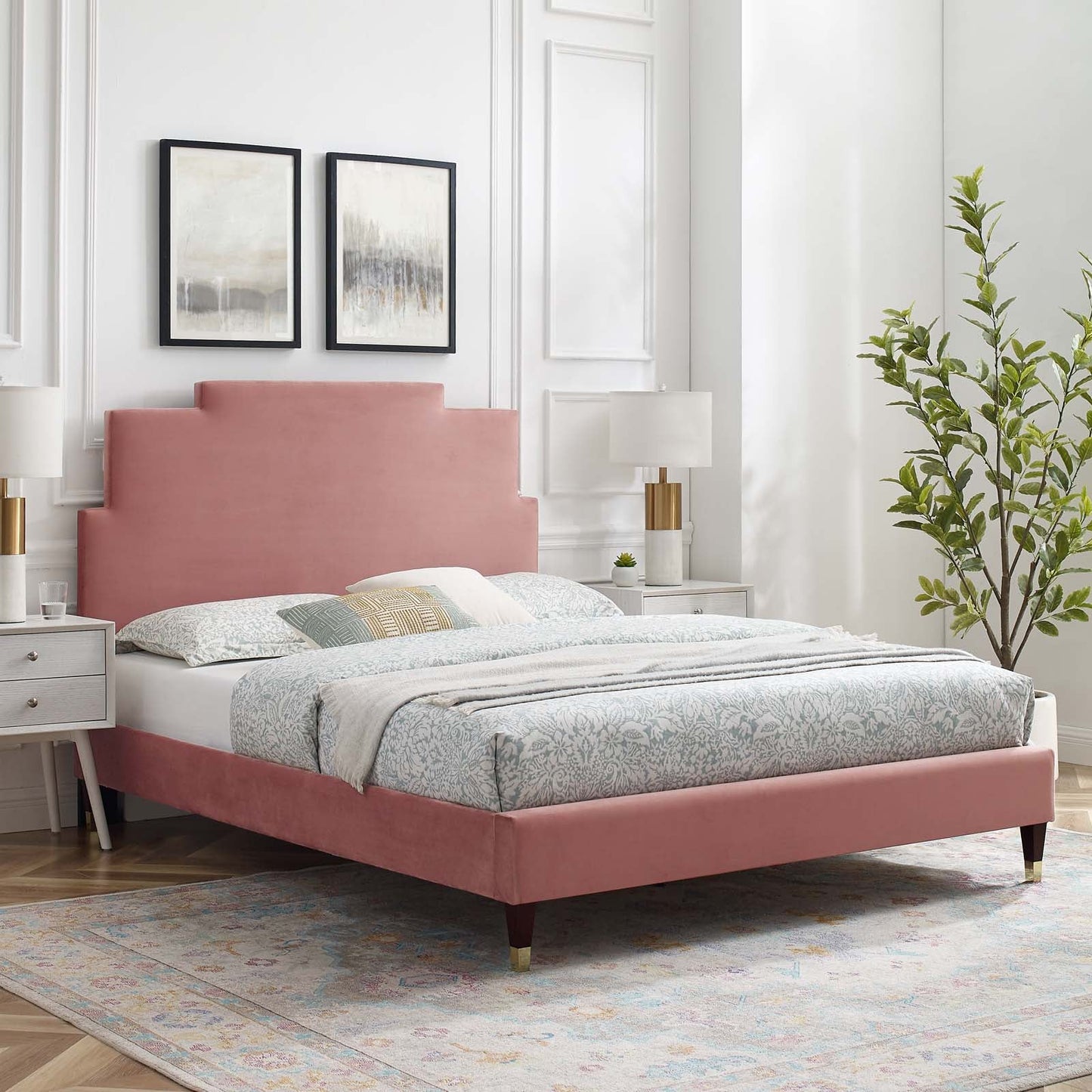 Modway Lindsey Performance Velvet Queen Platform Bed | Beds | Modishstore-60