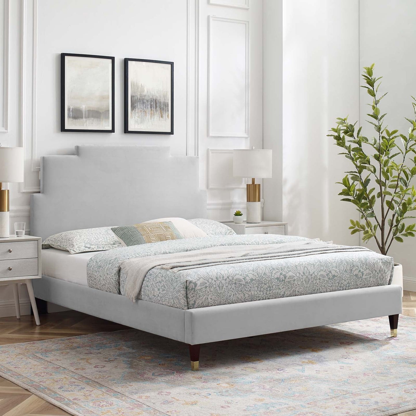Modway Lindsey Performance Velvet Queen Platform Bed | Beds | Modishstore-63
