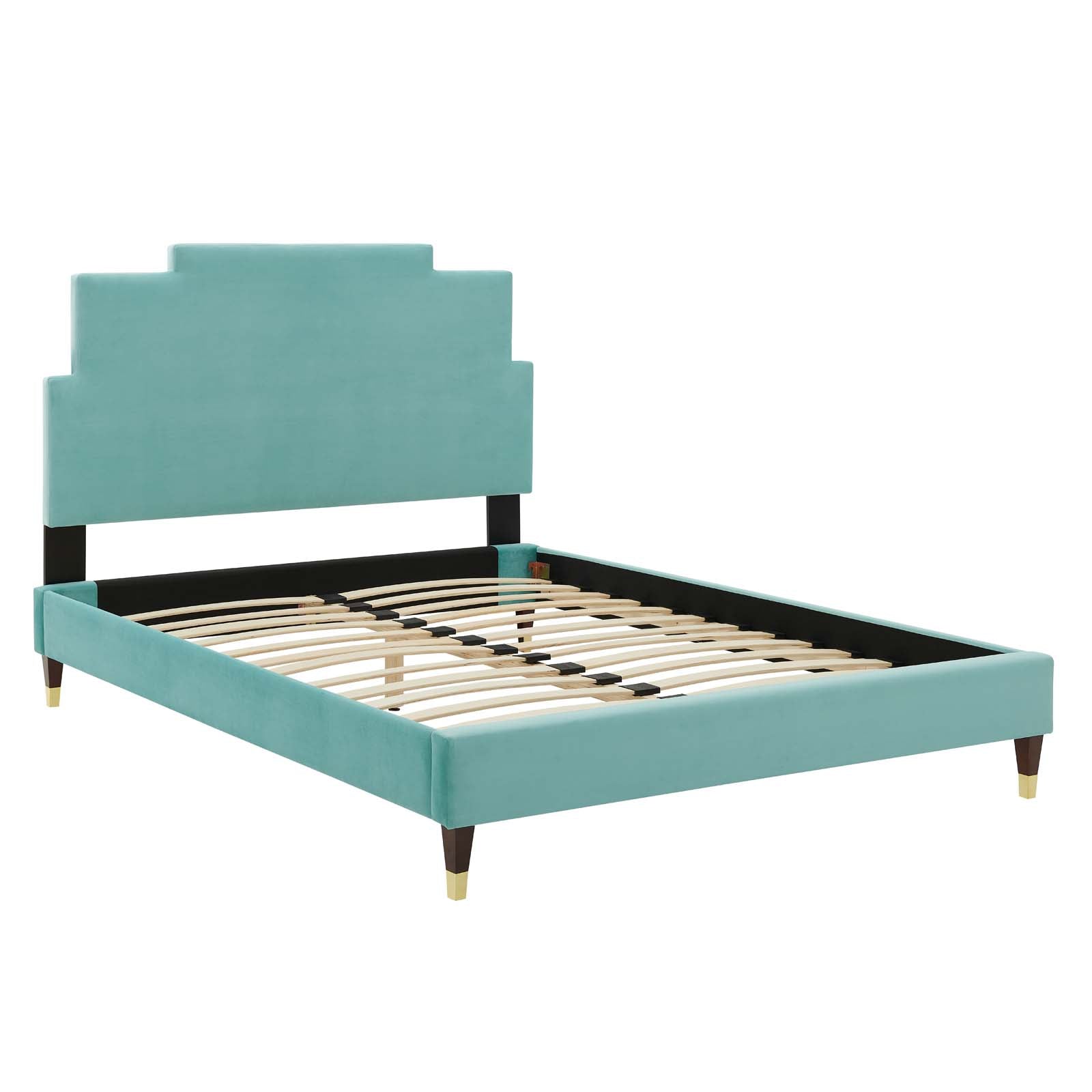 Modway Lindsey Performance Velvet Queen Platform Bed | Beds | Modishstore-24