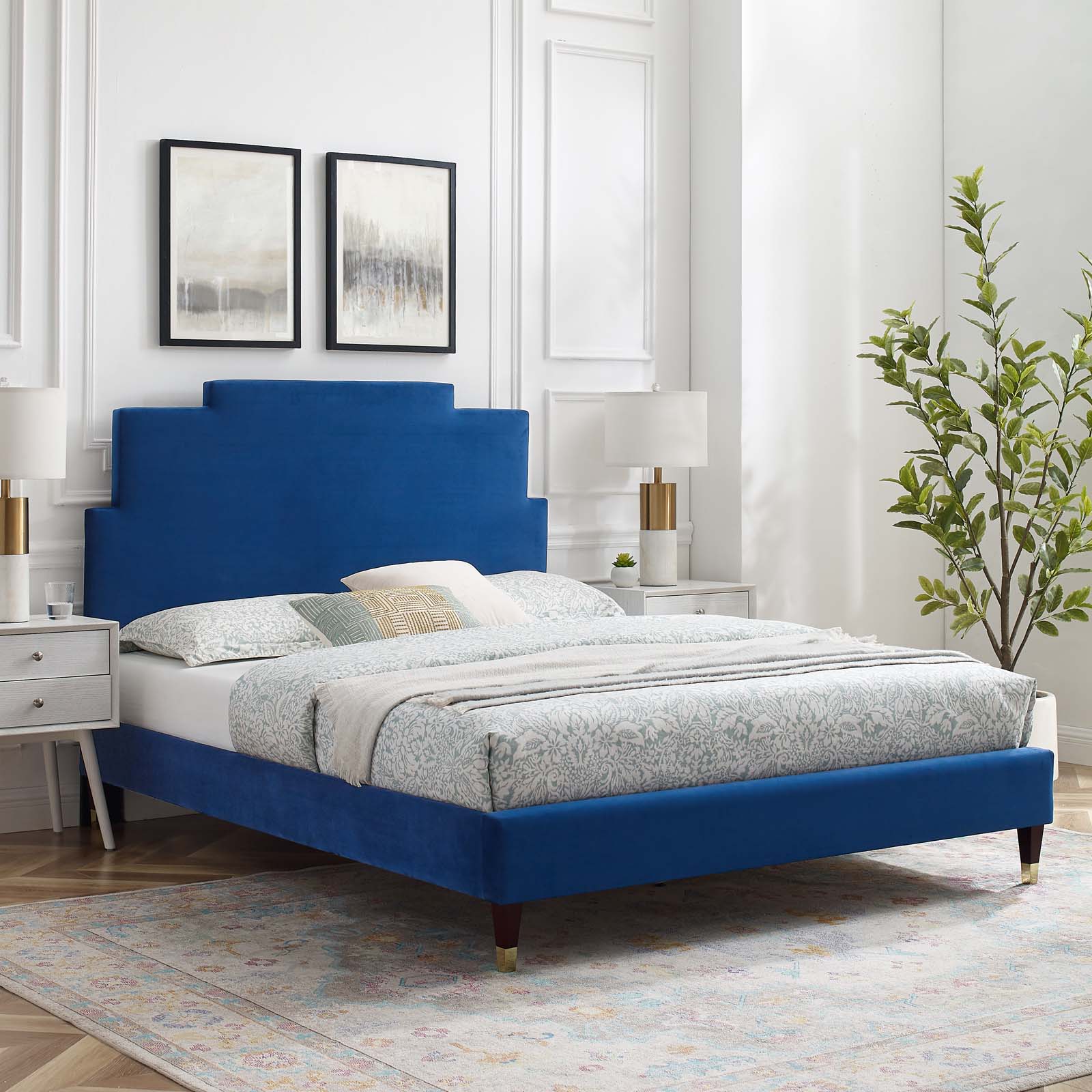 Modway Lindsey Performance Velvet Queen Platform Bed | Beds | Modishstore-58