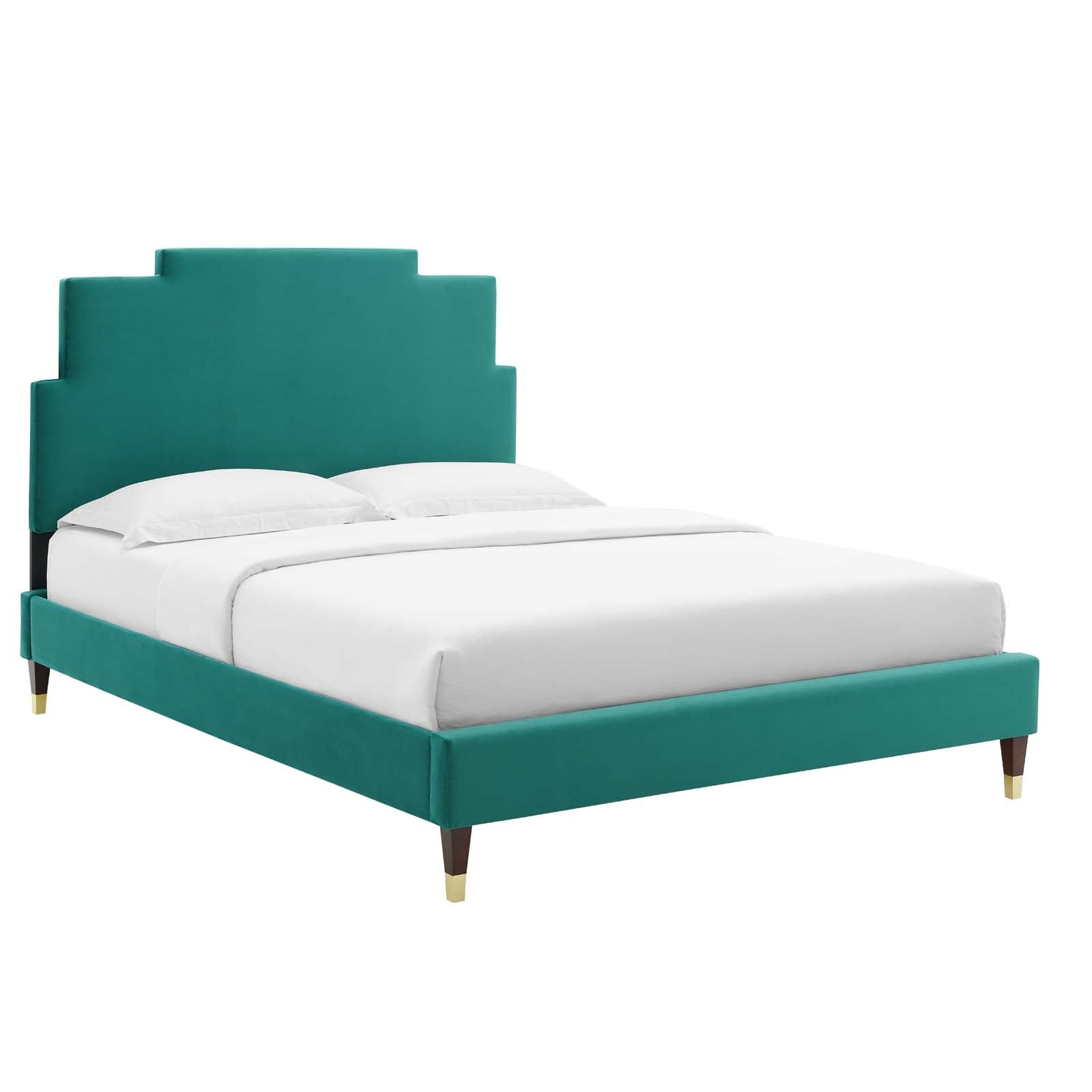 Modway Lindsey Performance Velvet Queen Platform Bed | Beds | Modishstore-44