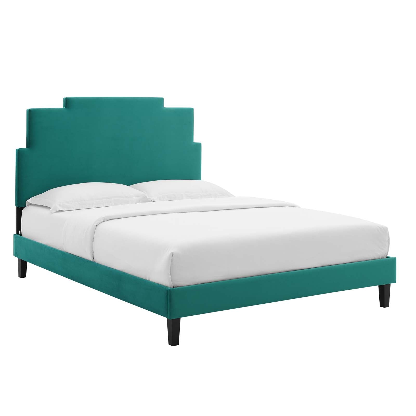 Modway Lindsey Performance Velvet Queen Platform Bed | Beds | Modishstore-44
