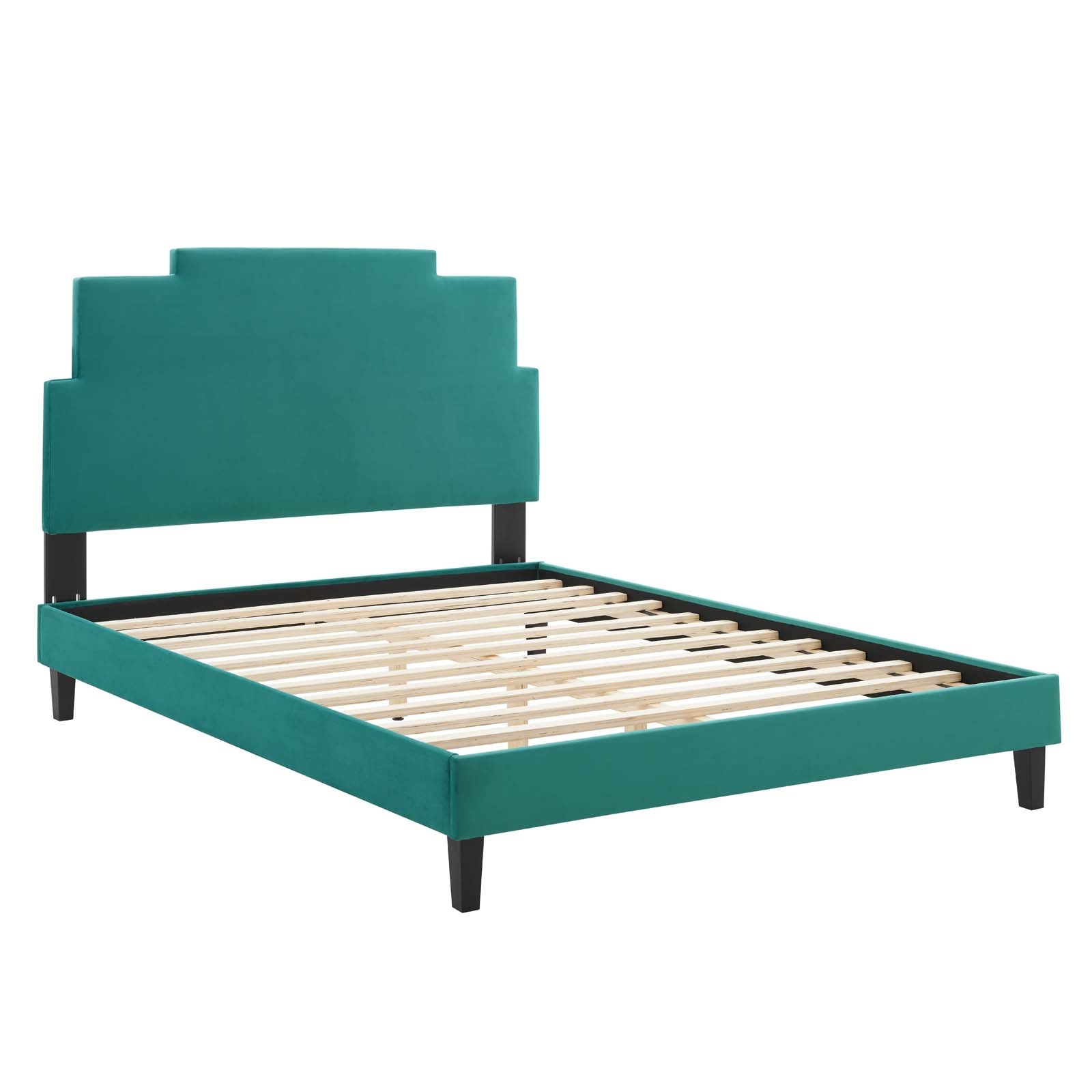 Modway Lindsey Performance Velvet Queen Platform Bed | Beds | Modishstore-45