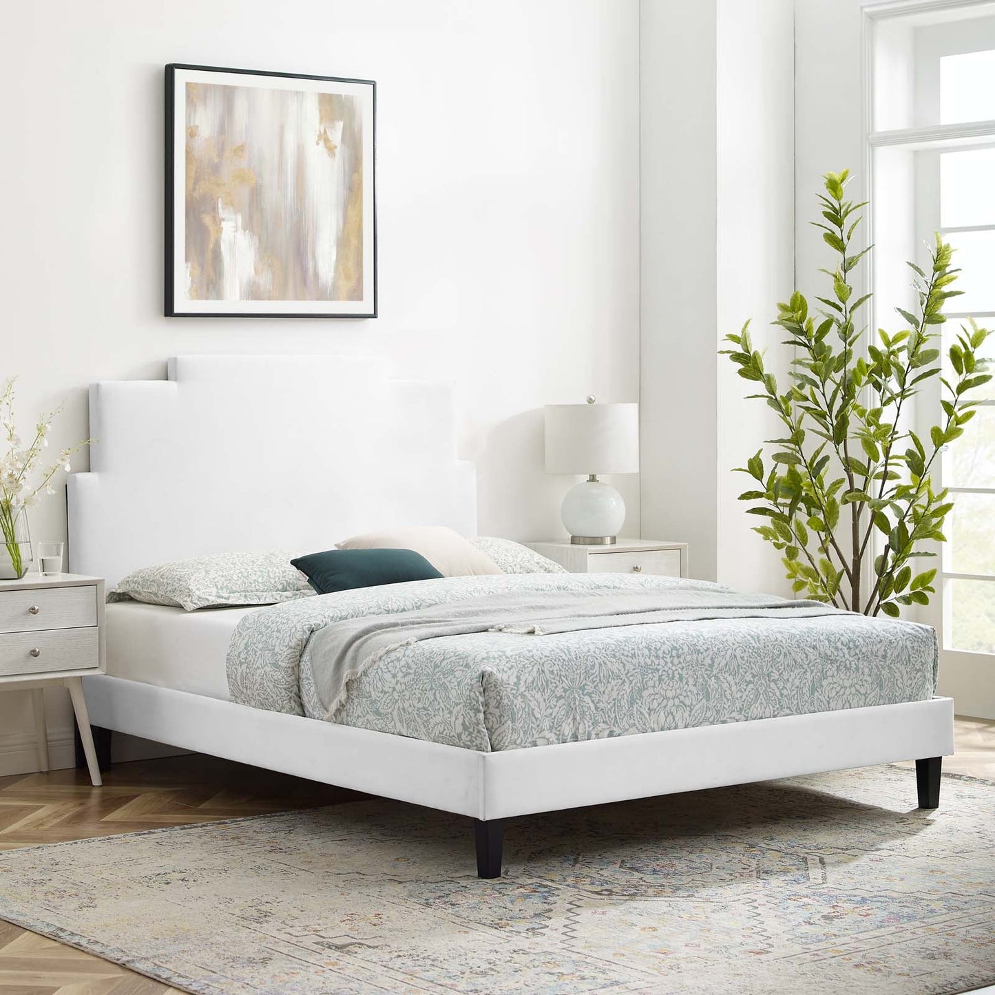 Modway Lindsey Performance Velvet Queen Platform Bed | Beds | Modishstore-58