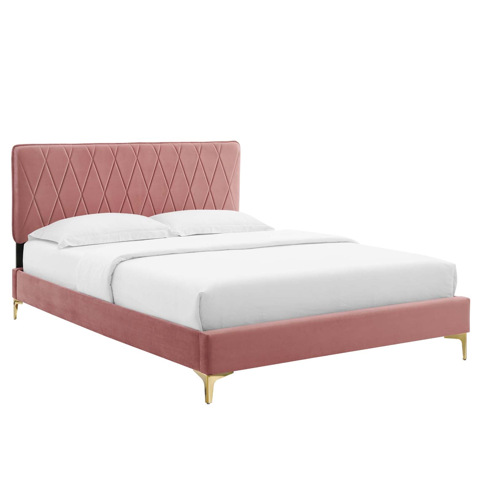 Modway Phillipa Performance Velvet Queen Platform Bed | Beds | Modishstore-9