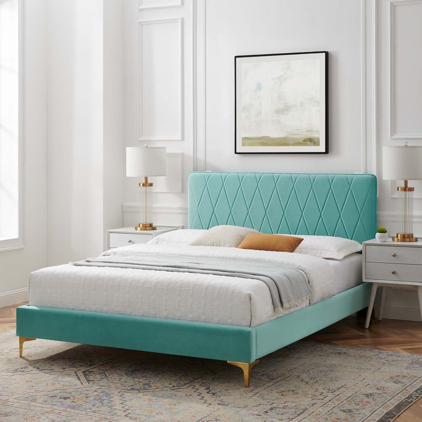 Modway Phillipa Performance Velvet Queen Platform Bed | Beds | Modishstore-22