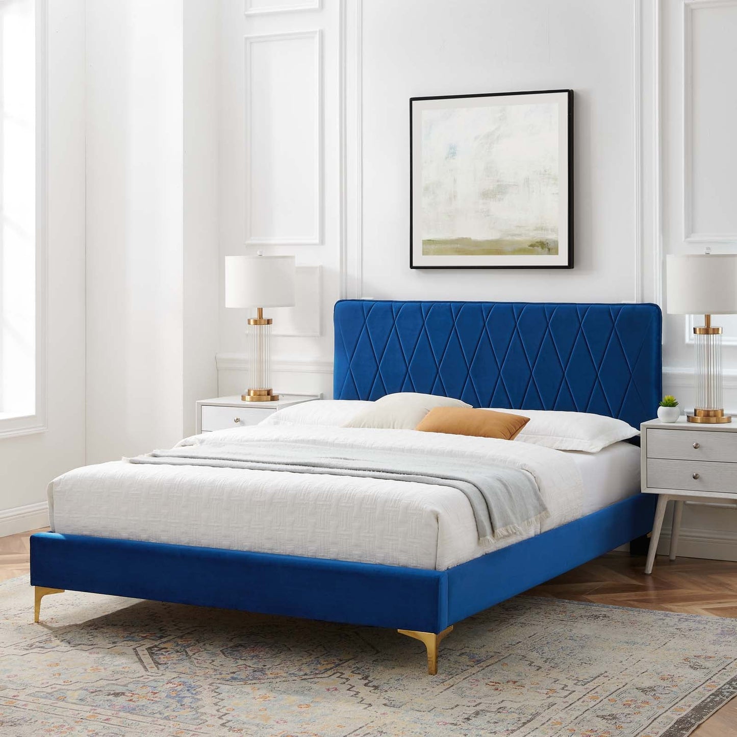 Modway Phillipa Performance Velvet Queen Platform Bed | Beds | Modishstore-26