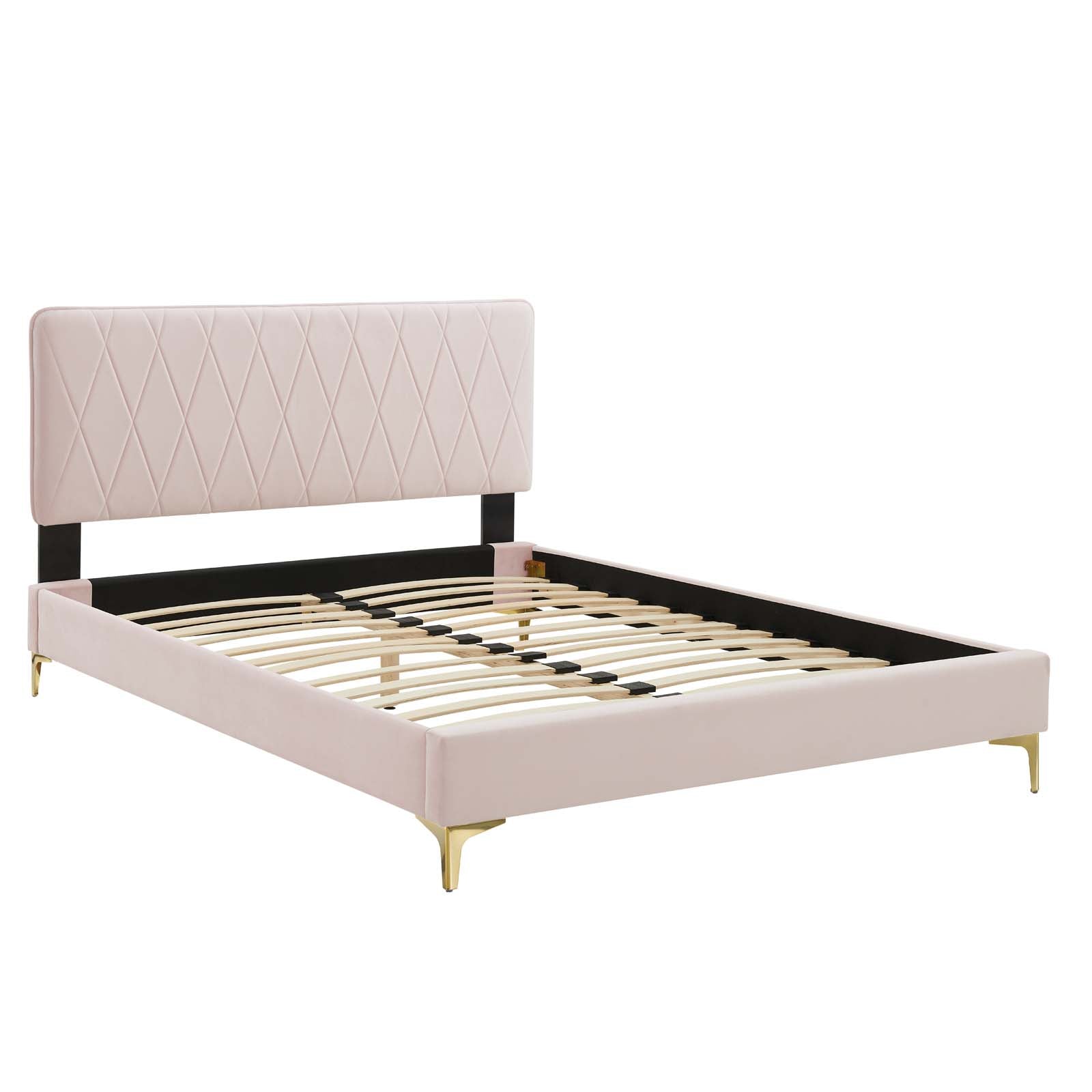 Modway Phillipa Performance Velvet Queen Platform Bed | Beds | Modishstore-39