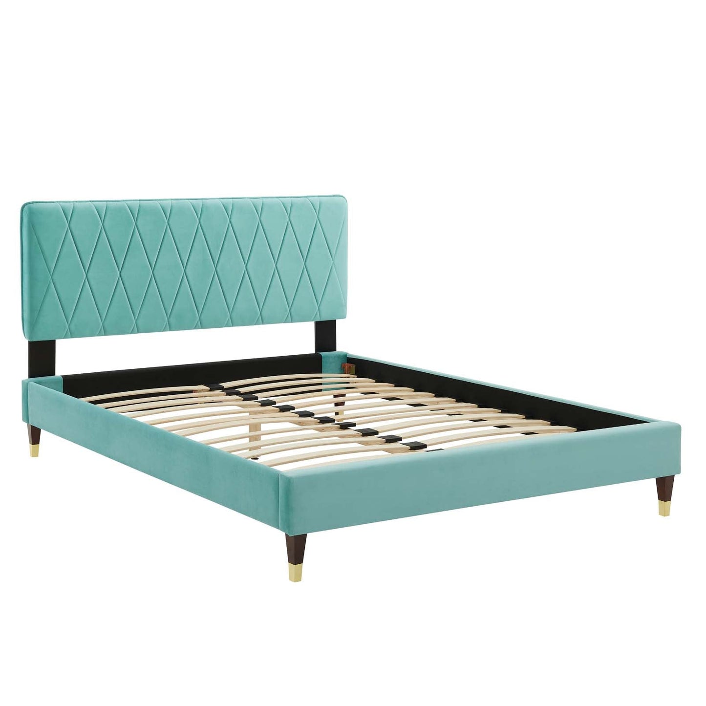 Modway Phillipa Performance Velvet Queen Platform Bed | Beds | Modishstore-24