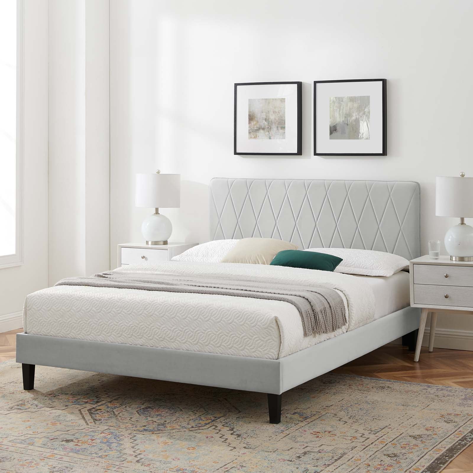 Modway Phillipa Performance Velvet Queen Platform Bed | Beds | Modishstore-60