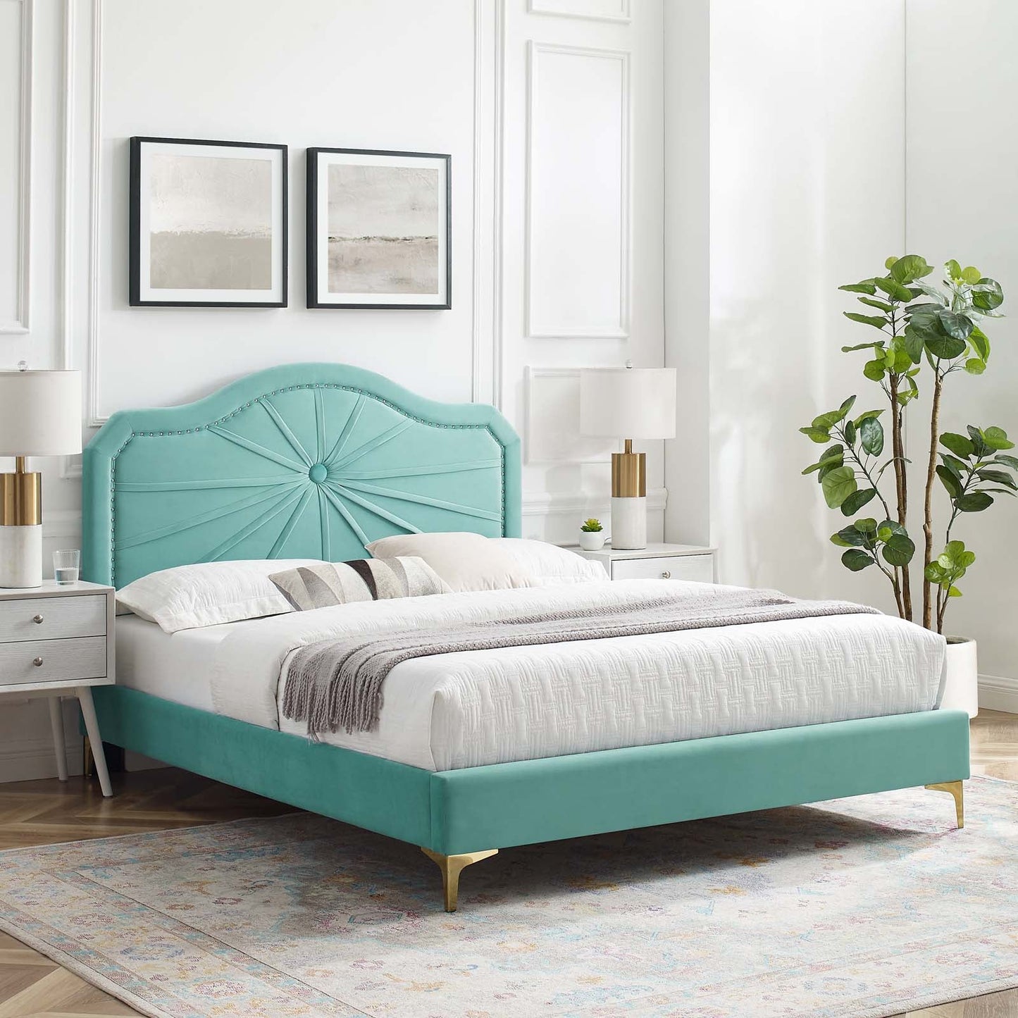 Modway Portia Performance Velvet Queen Platform Bed | Beds | Modishstore-60