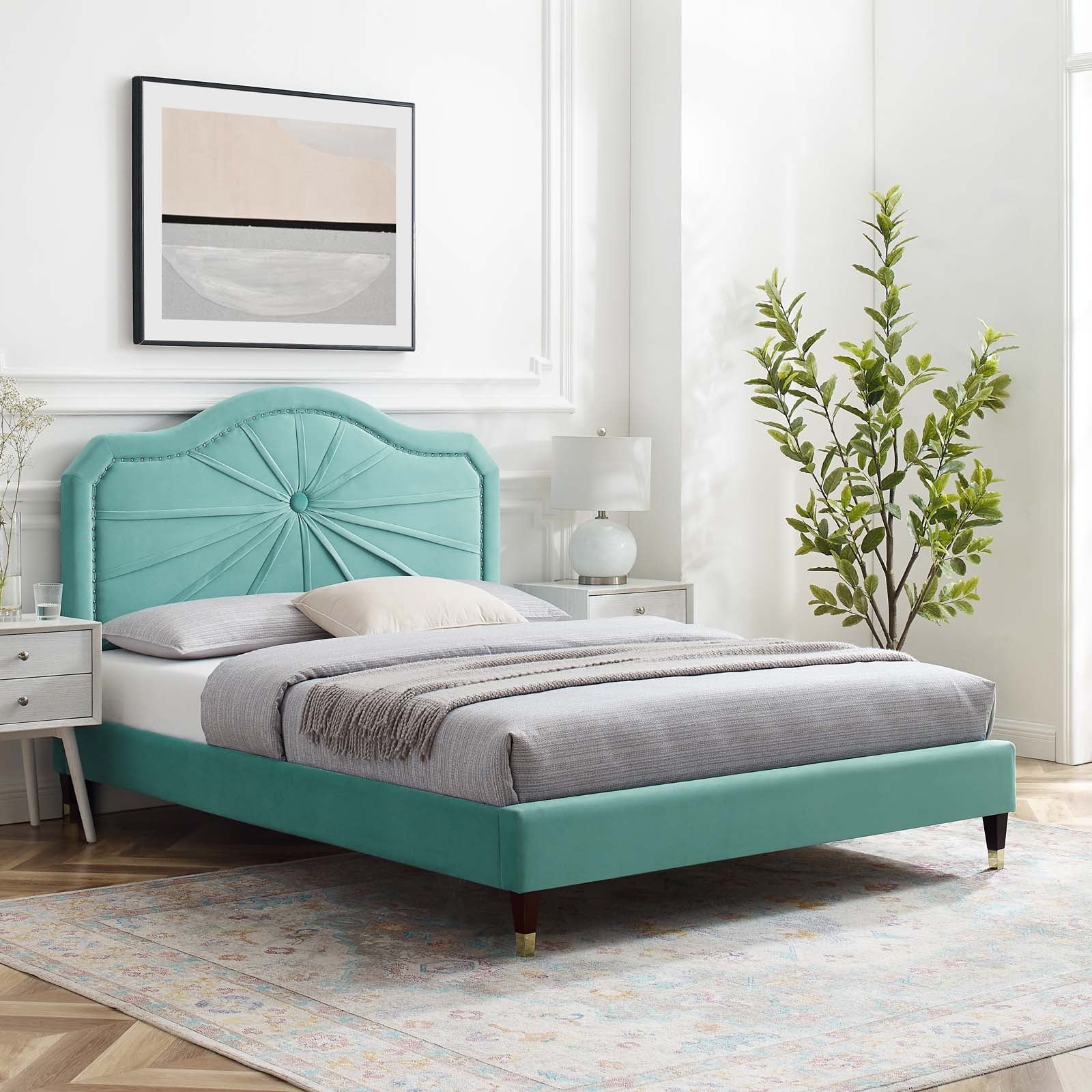 Modway Portia Performance Velvet Queen Platform Bed | Beds | Modishstore-60