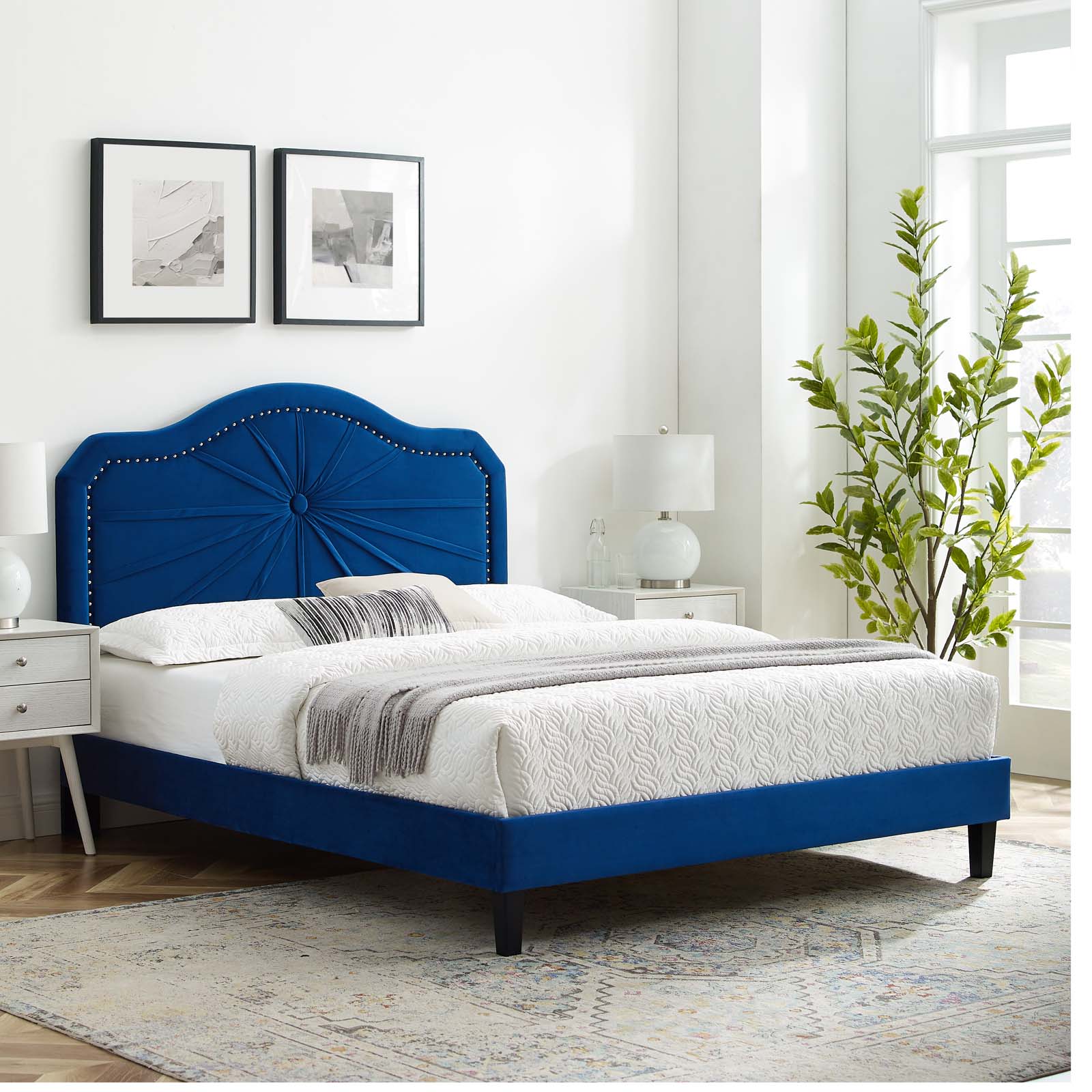 Modway Portia Performance Velvet Queen Platform Bed | Beds | Modishstore-55